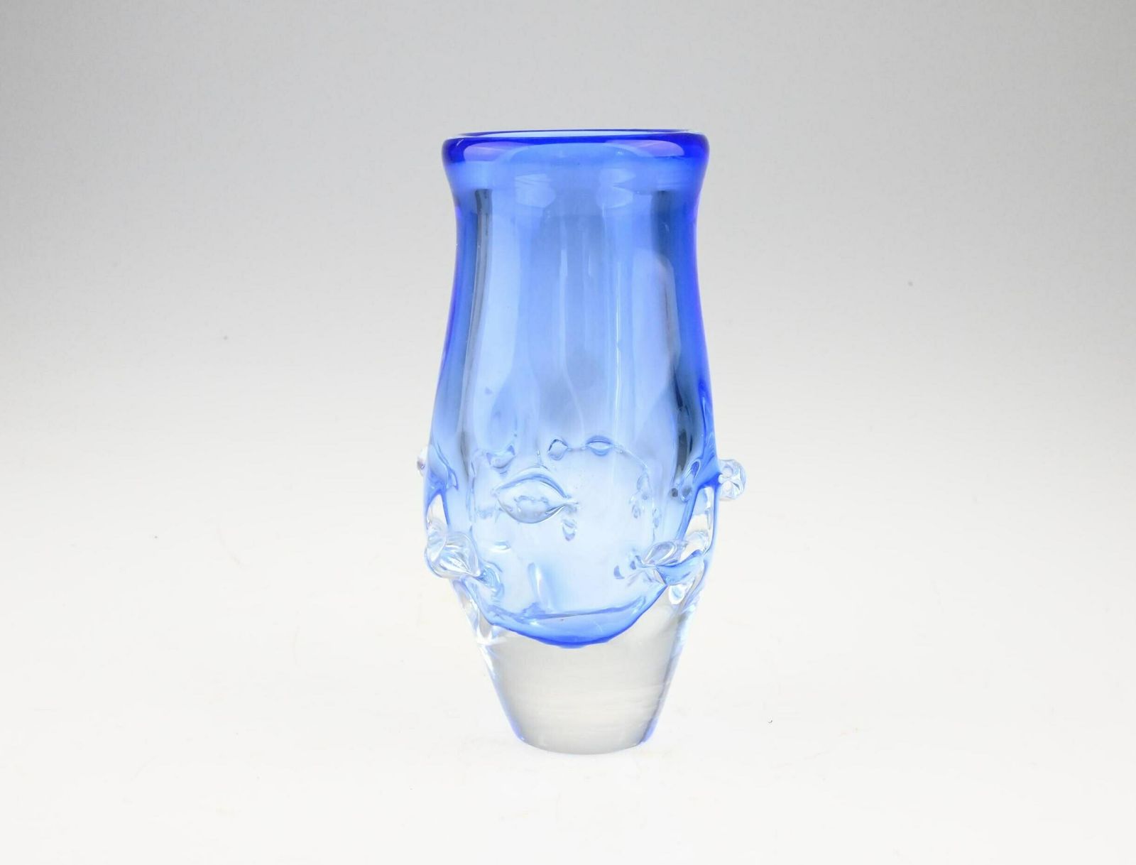 Blue Glass Vase By Ladislav Palecek, Vintage Blue Vase, Blue Glass, Mid Century Vase, Czech Vase, Czech Glass, Glass Vase, Flower Vase photo Home Decor