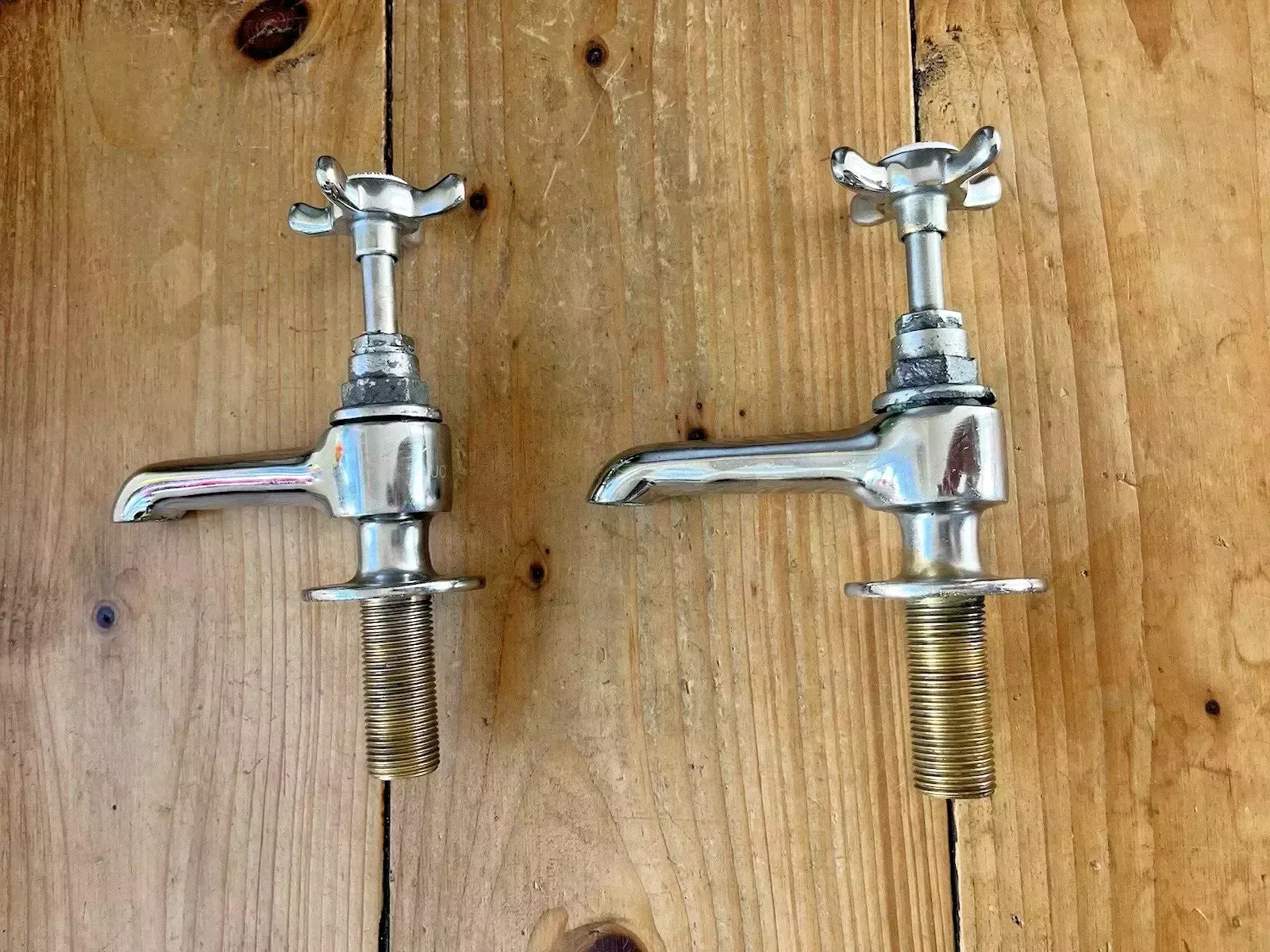Vintage Welsh Bath Hot & Cold Kitchen Basin Sink Cross Handle Taps Antique Style photo Home Decor