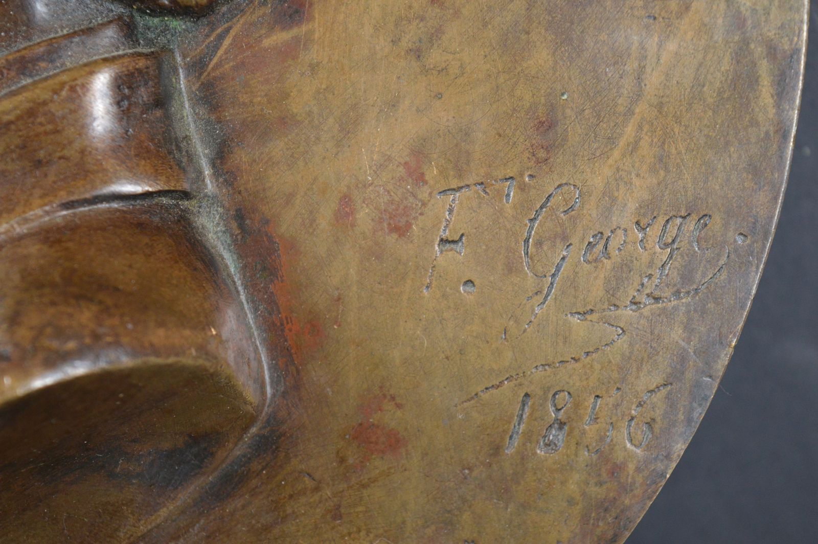 Large Signed 19th Century Bronze Portrait Plaque, Us Civil War, 'F George 1856' photo Art
