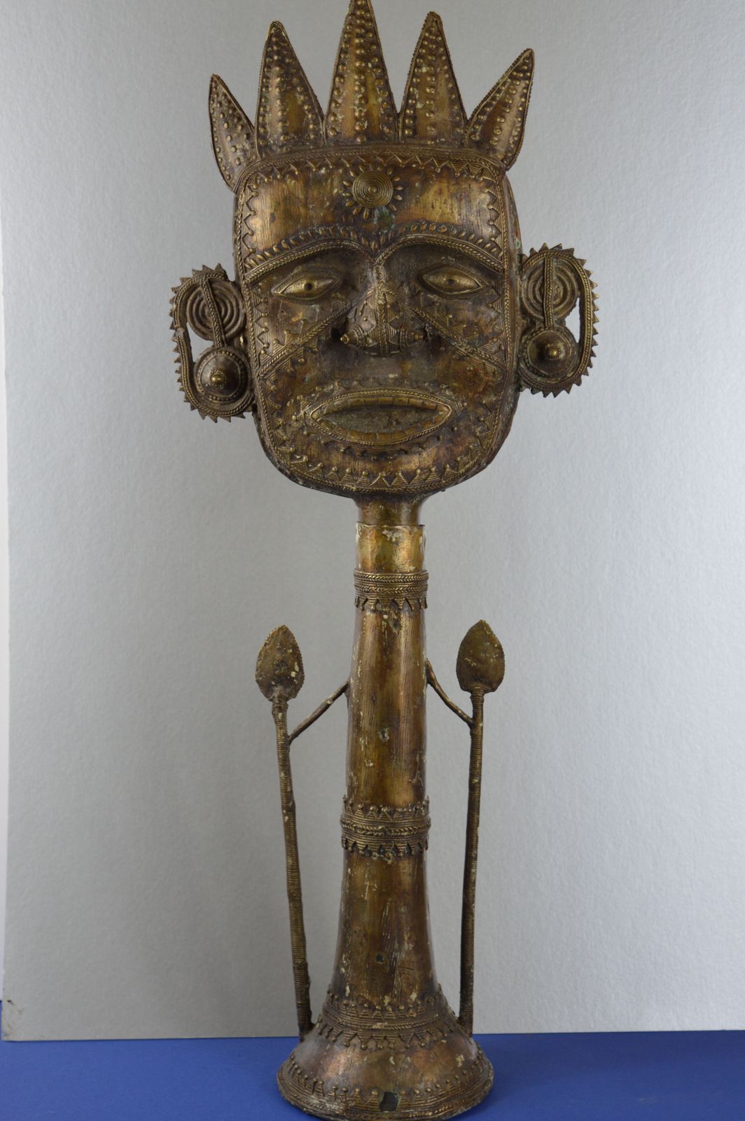 Art Large (68cm Tall) Early 20th Century African Bronze Ashanti King Statue,C1900. photo