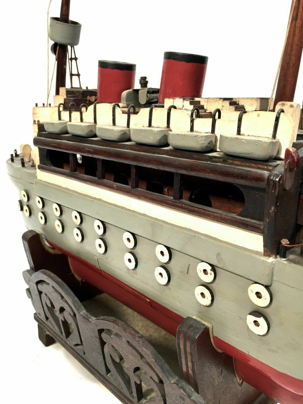 photo for sale Antique 1951 Festival Of Britain Scratch Built Model Of A Ship On Display Stand