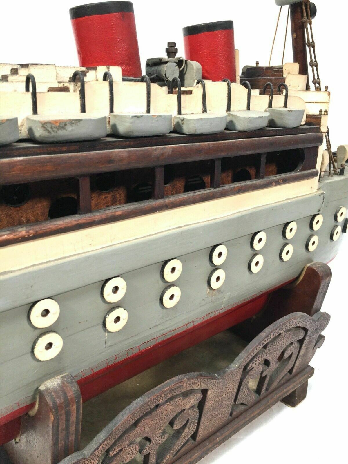 Home Decor Antique 1951 Festival Of Britain Scratch Built Model Of A Ship On Display Stand photo