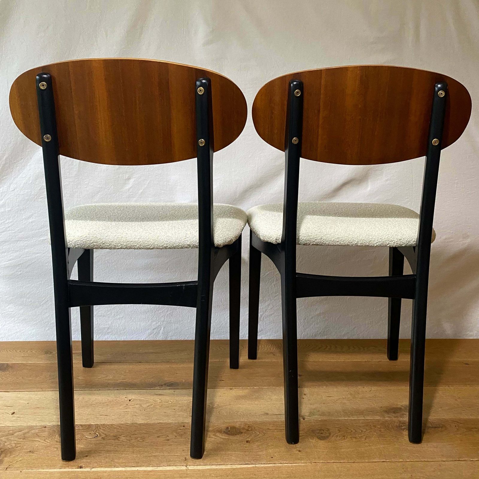 Pair Of Refurbished Eco Boucle Retro Mcm Dinning Room, Home Office Chairs photo 160.0