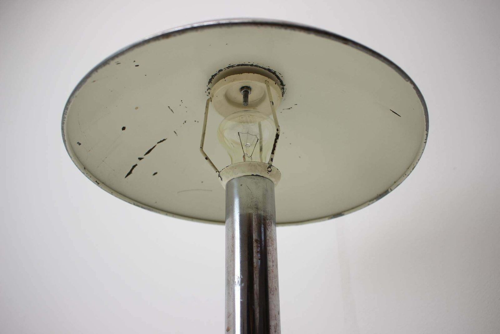 1930s Art Deco Chrome Plated Mushroom Table Lamp, Czechoslovakia photo Lighting