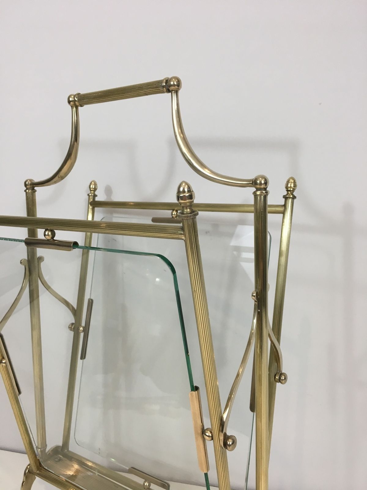 Brass And Clear Glass Magazine Rack From Maison Jansen photo 980.0