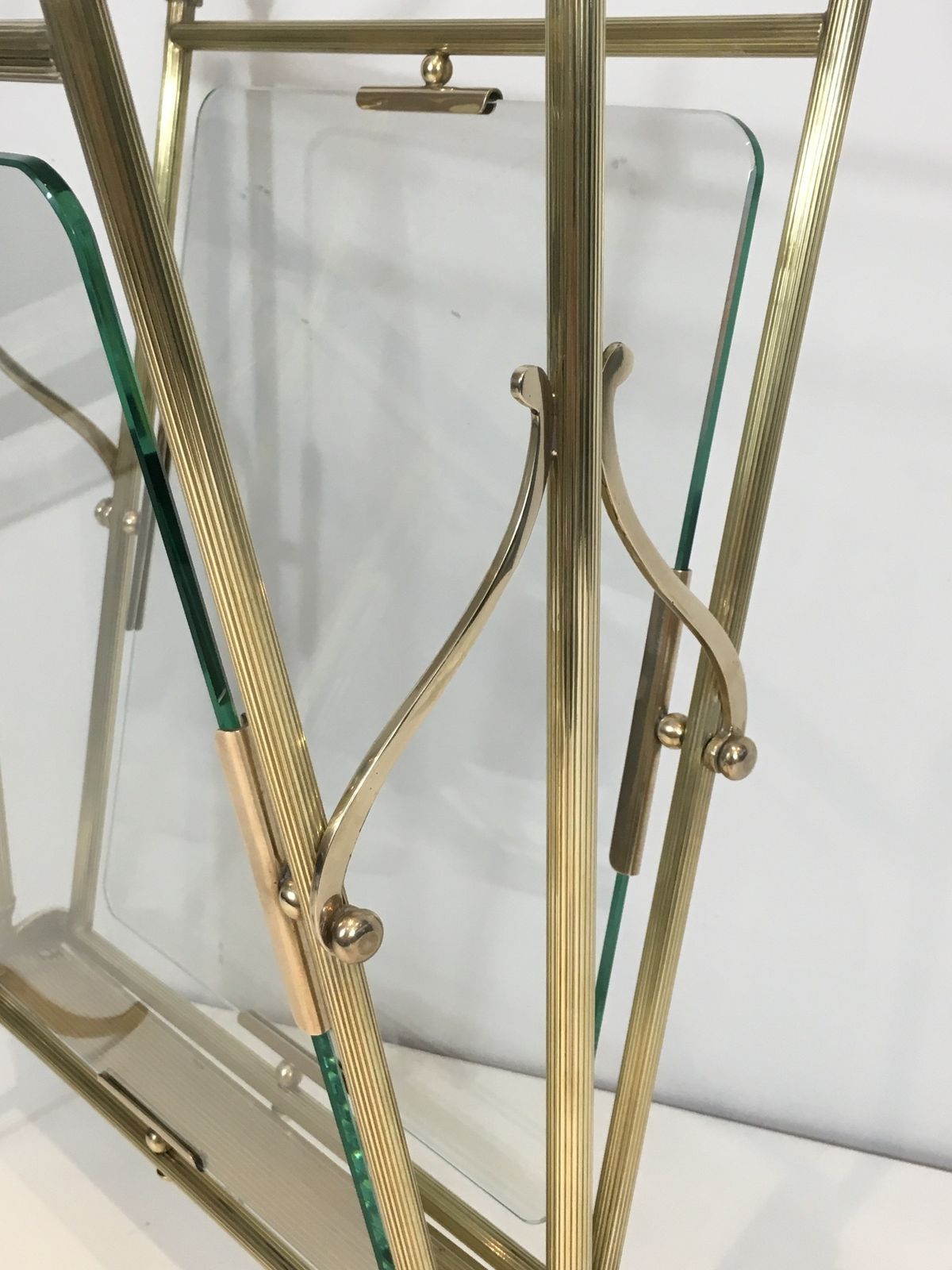 Brass And Clear Glass Magazine Rack From Maison Jansen photo buy