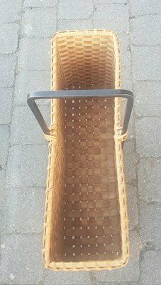 Wicker Newspaper Stand With Handle, 1960s photo for sale