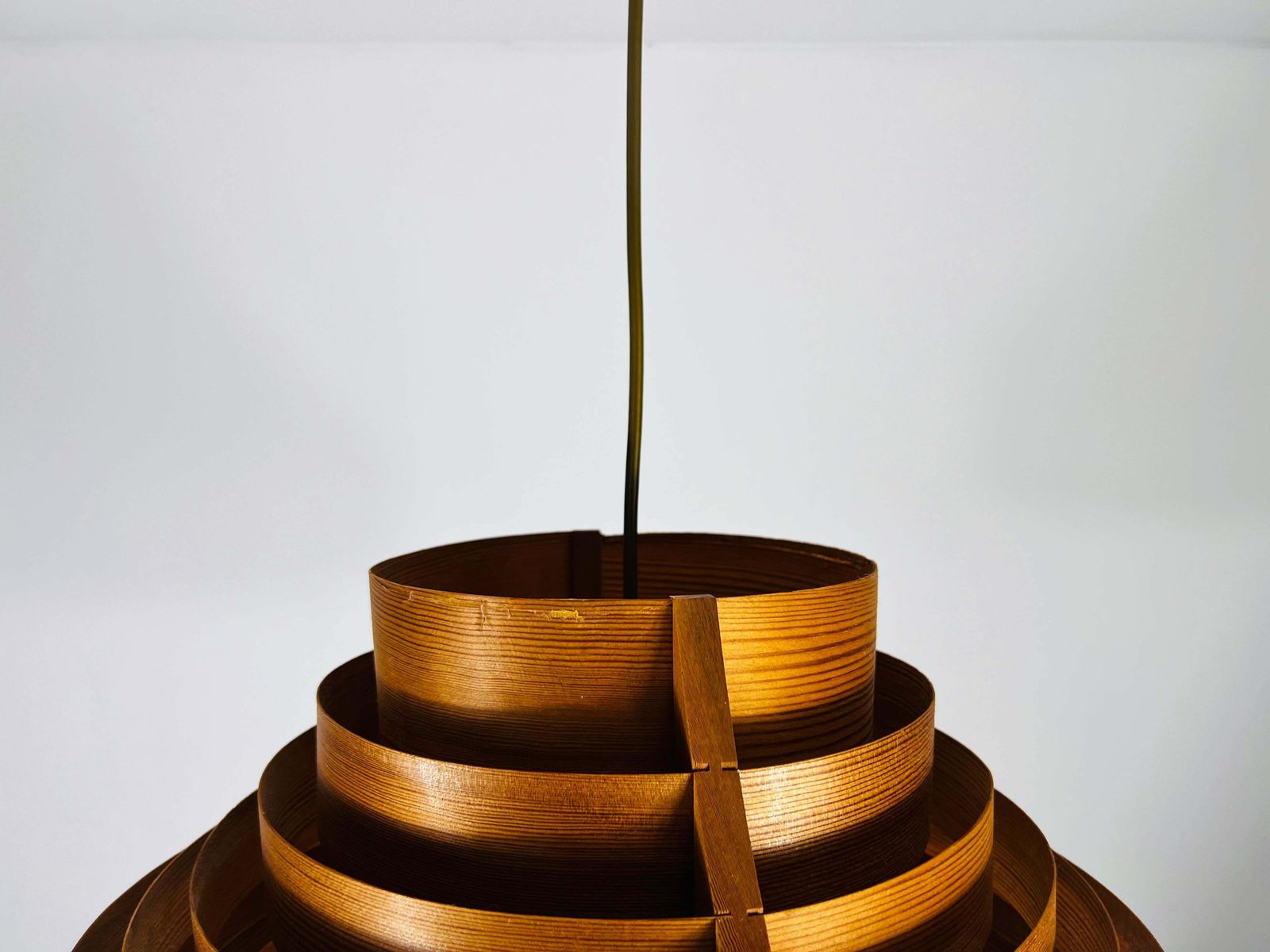 photo for sale Mid Century Wooden Pendant Lamp By Hans Agne Jakobsson, Sweden, 1960s