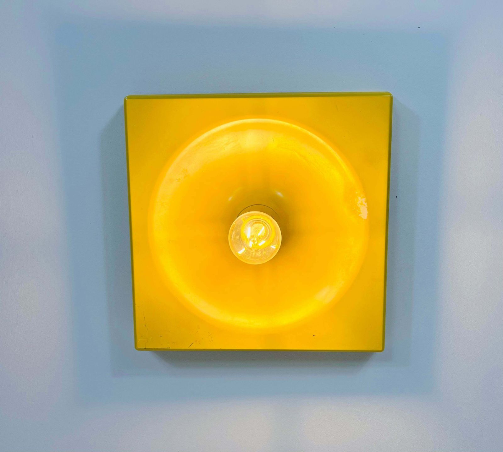Yellow Flush Mount Or Wall Lamp By Klaus Hempel For Kaiser Leuchten, 1970s photo vintage