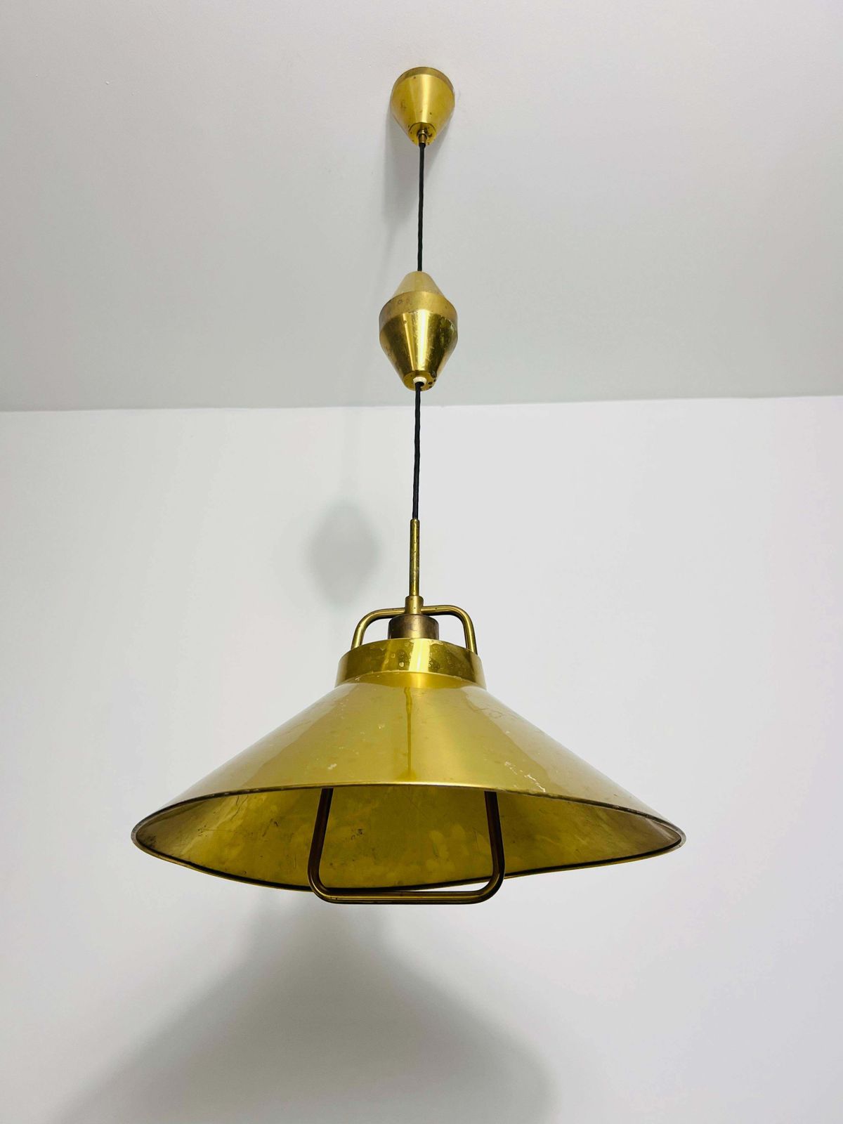 Golden Brass Pendant Lamp By Fritz Schlägel For Lyfa, 1970s photo furniture