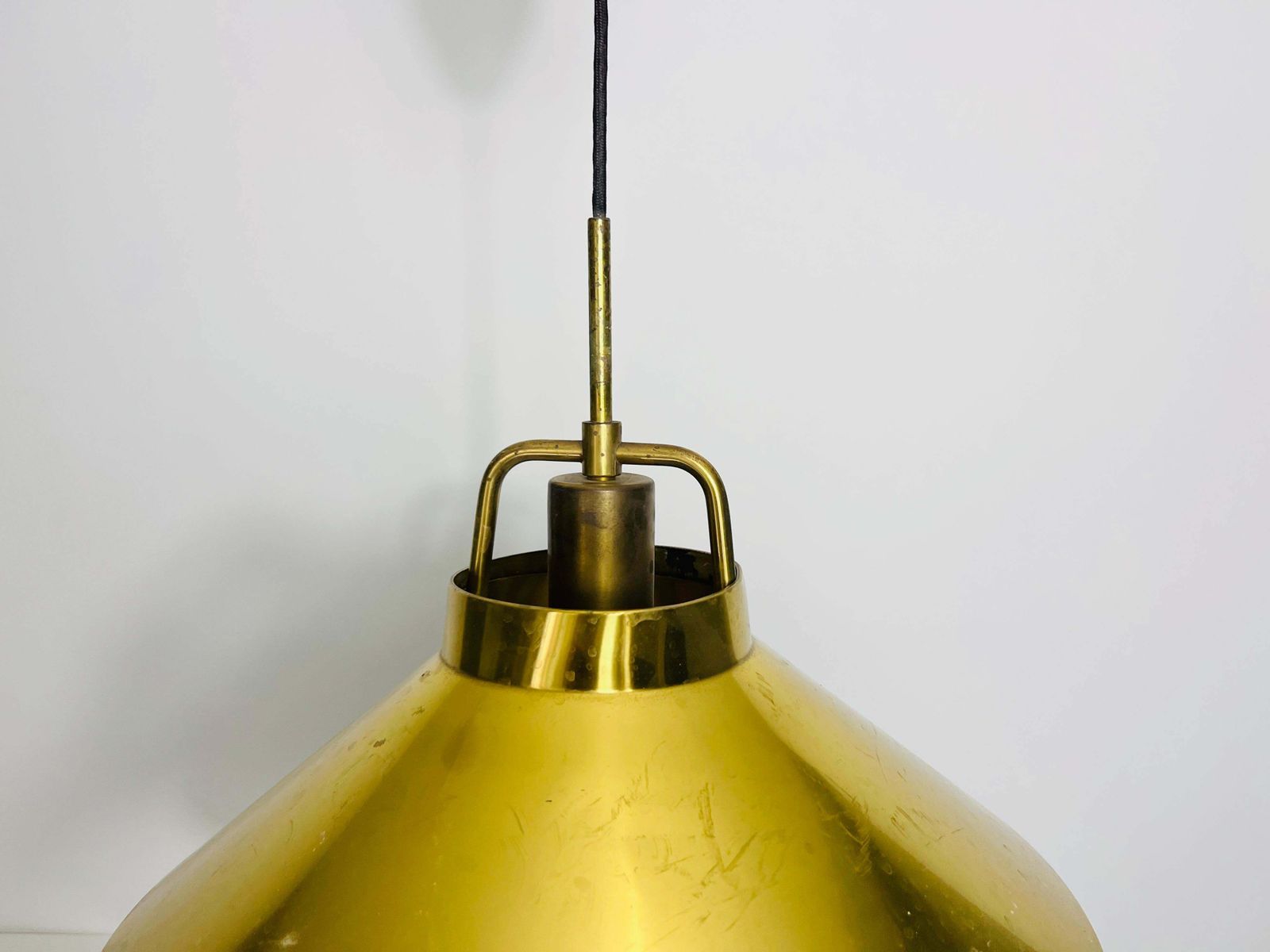 Golden Brass Pendant Lamp By Fritz Schlägel For Lyfa, 1970s photo vintage