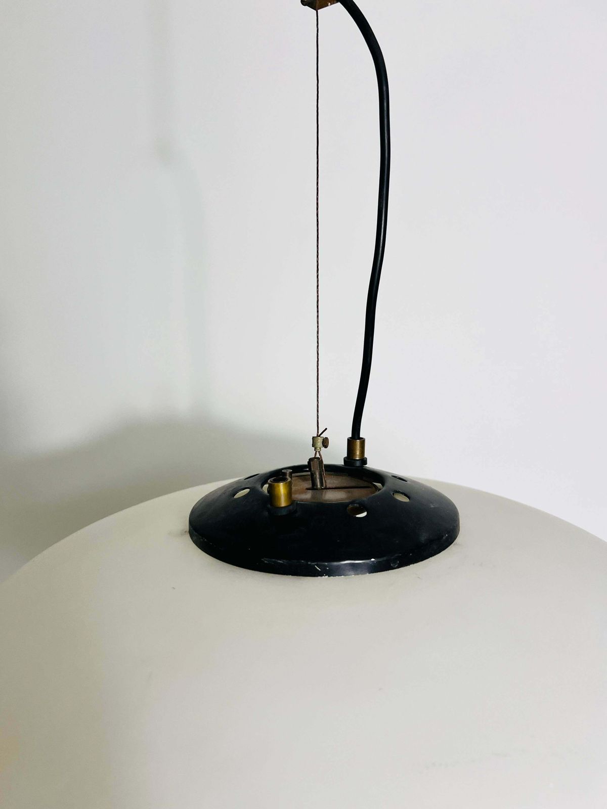 Stilnovo Midcentury Brass And Glass Chandelier, 1950s, Italy photo buy