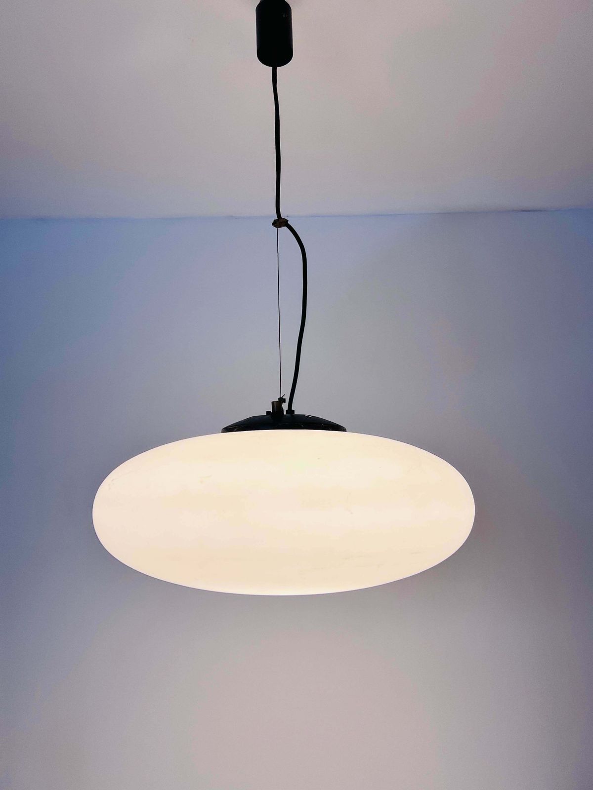photo for sale Stilnovo Midcentury Brass And Glass Chandelier, 1950s, Italy