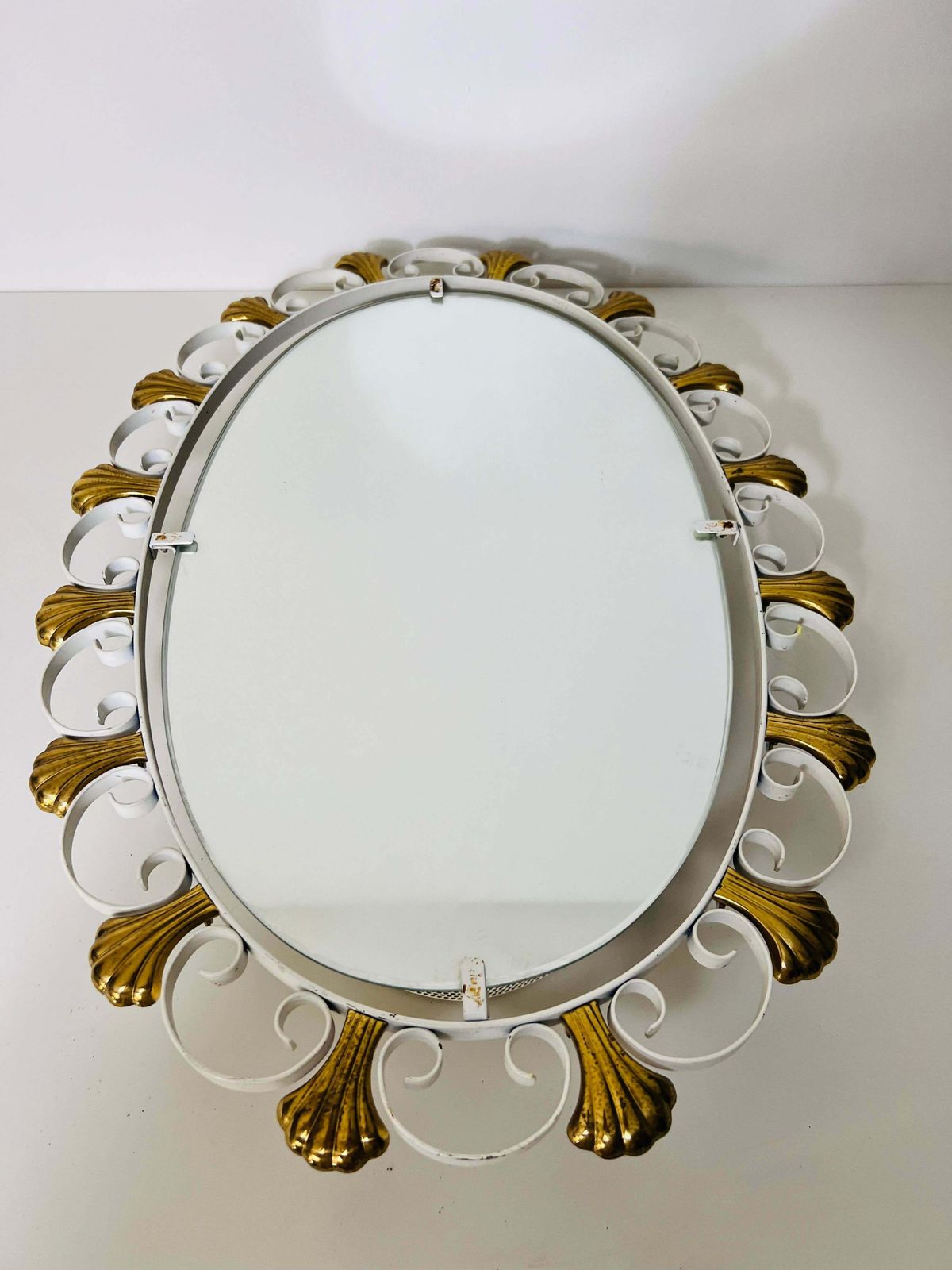 Oval Midcentury Metal Illuminated Mirror By Hillebrand, Germany, 1950s photo furniture