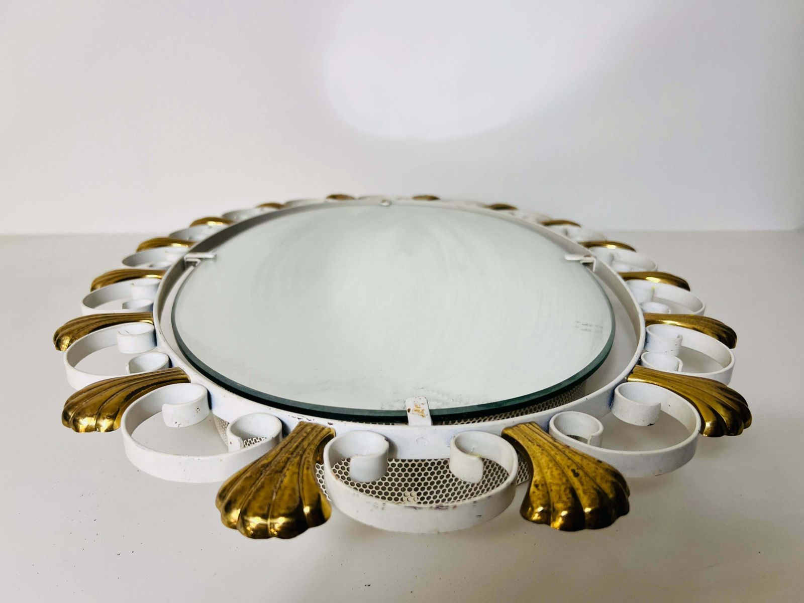 Oval Midcentury Metal Illuminated Mirror By Hillebrand, Germany, 1950s photo vinterior