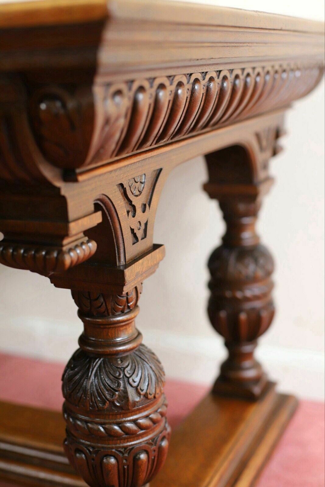 3950.0 Gillows Of Lancaster Superb Victorian Carved Oak Library Table photo