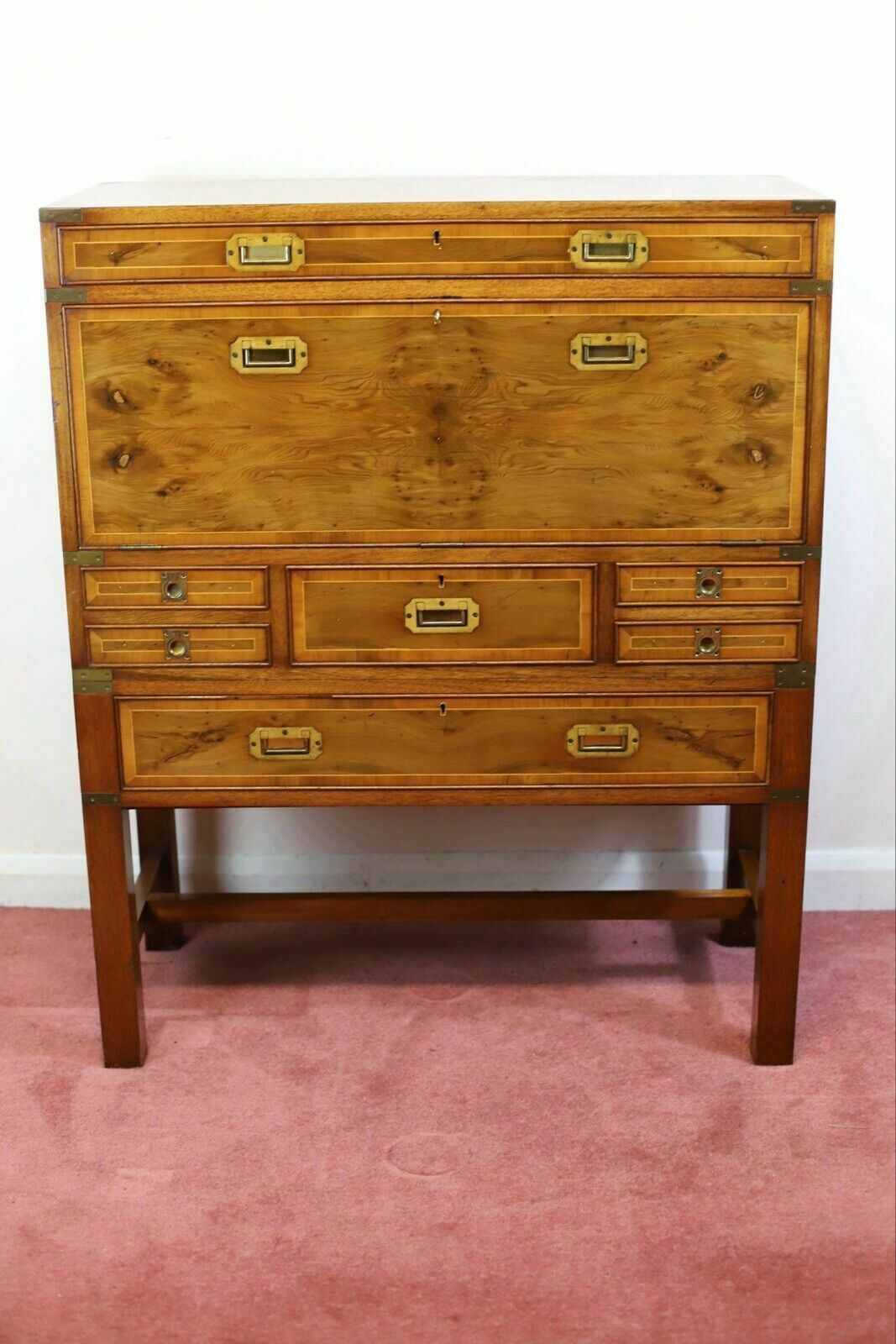 Lovely Yew Wood Secretary Campaign Chest photo furniture