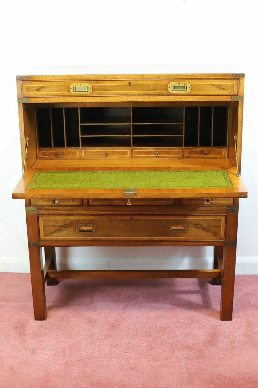 Lovely Yew Wood Secretary Campaign Chest photo for sale