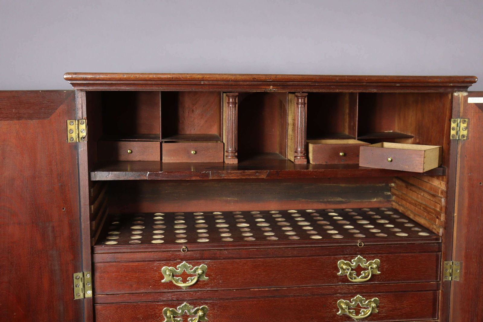 Remarkable George II Red Walnut Gentleman's Library Collectors Cabinet photo buy