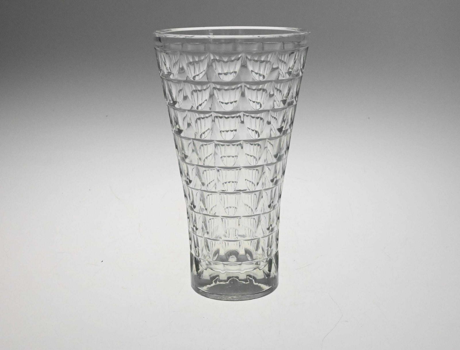 Pressed Glass From Sklo Union, Sklo Union Vase, Clear Glass Vase, Czech Glass Vase, Glass Vase, Pressed Glass Vase, Czech Vase, Czech Glass photo for sale