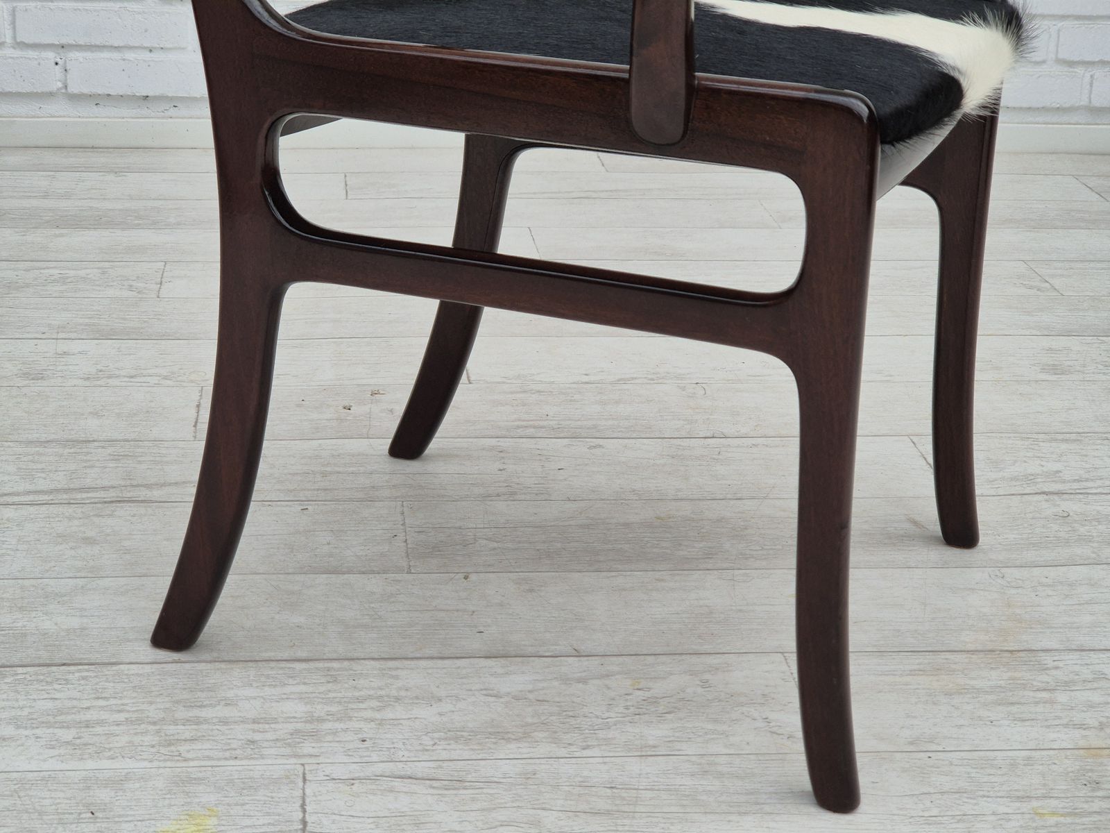 1960s, Danish Design By Ole Wanscher, Armchair, Mahogany Wood, Cowhide, Reupholstered. photo for sale