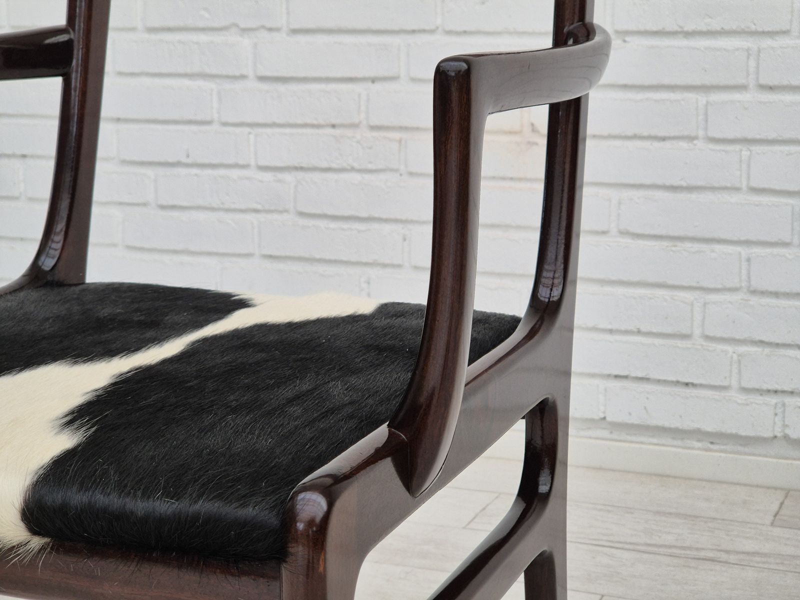 1960s, Danish Design By Ole Wanscher, Armchair, Mahogany Wood, Cowhide, Reupholstered. photo Furniture