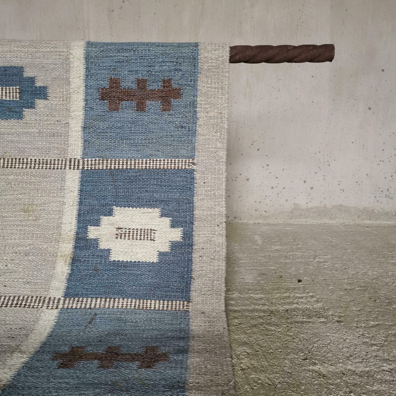 Large Swedish Flatweave Rölakan Carpet Svensk Hemslöjd, Signed Sh, Sweden 1950s photo 6118.0