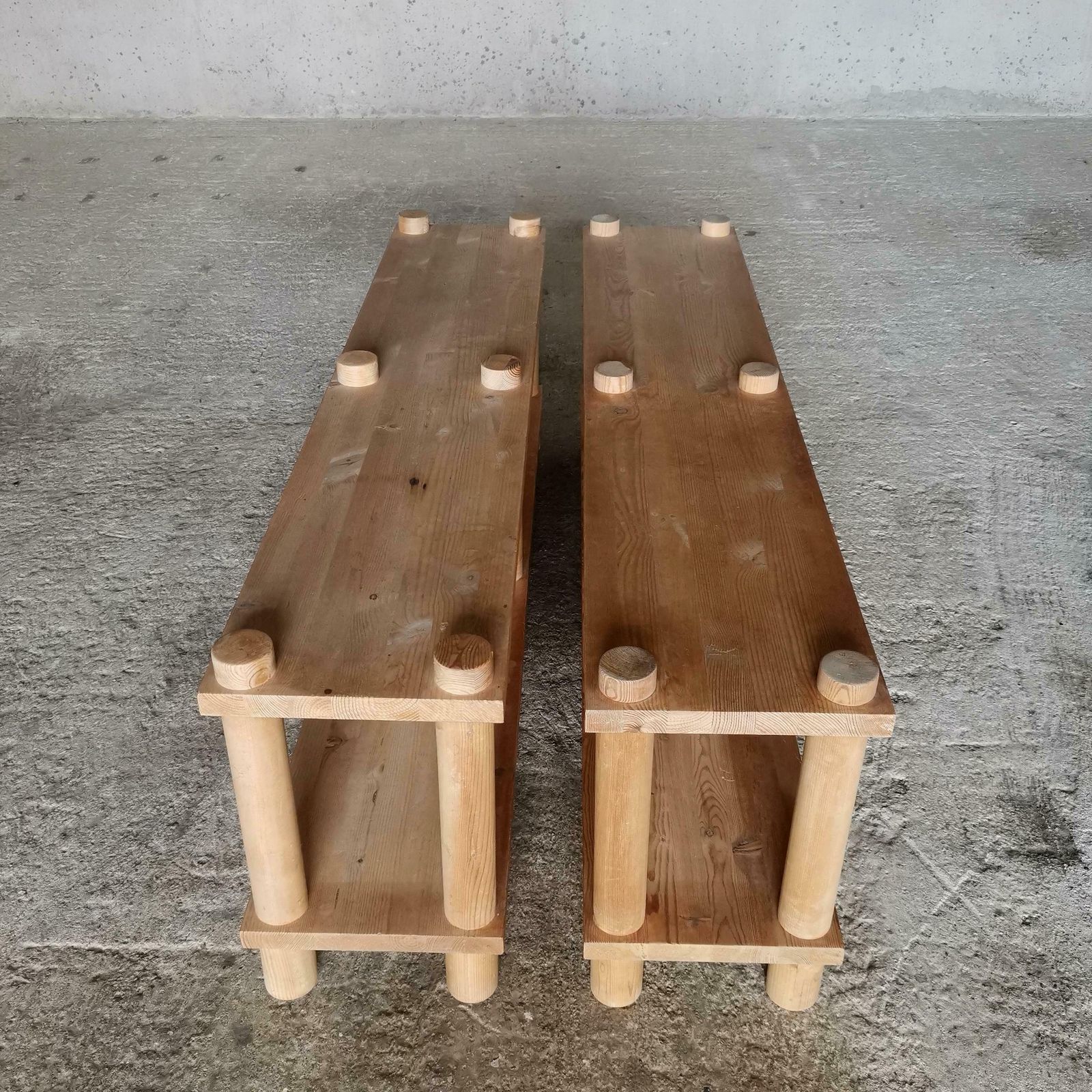 A Set Of Benches / Shelves / Room Dividers In Solid Oregon Pine, Denmark 1960s photo buy