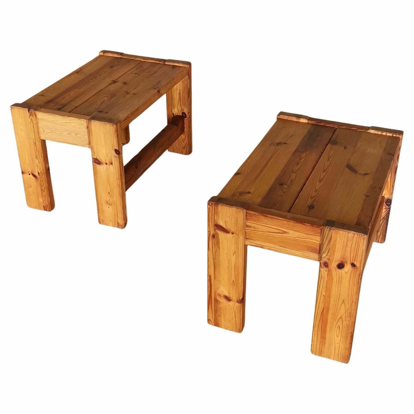A Pair Of Axel Einar Hjorth Manner Solid Pine Side Tables, Sweden 1930s