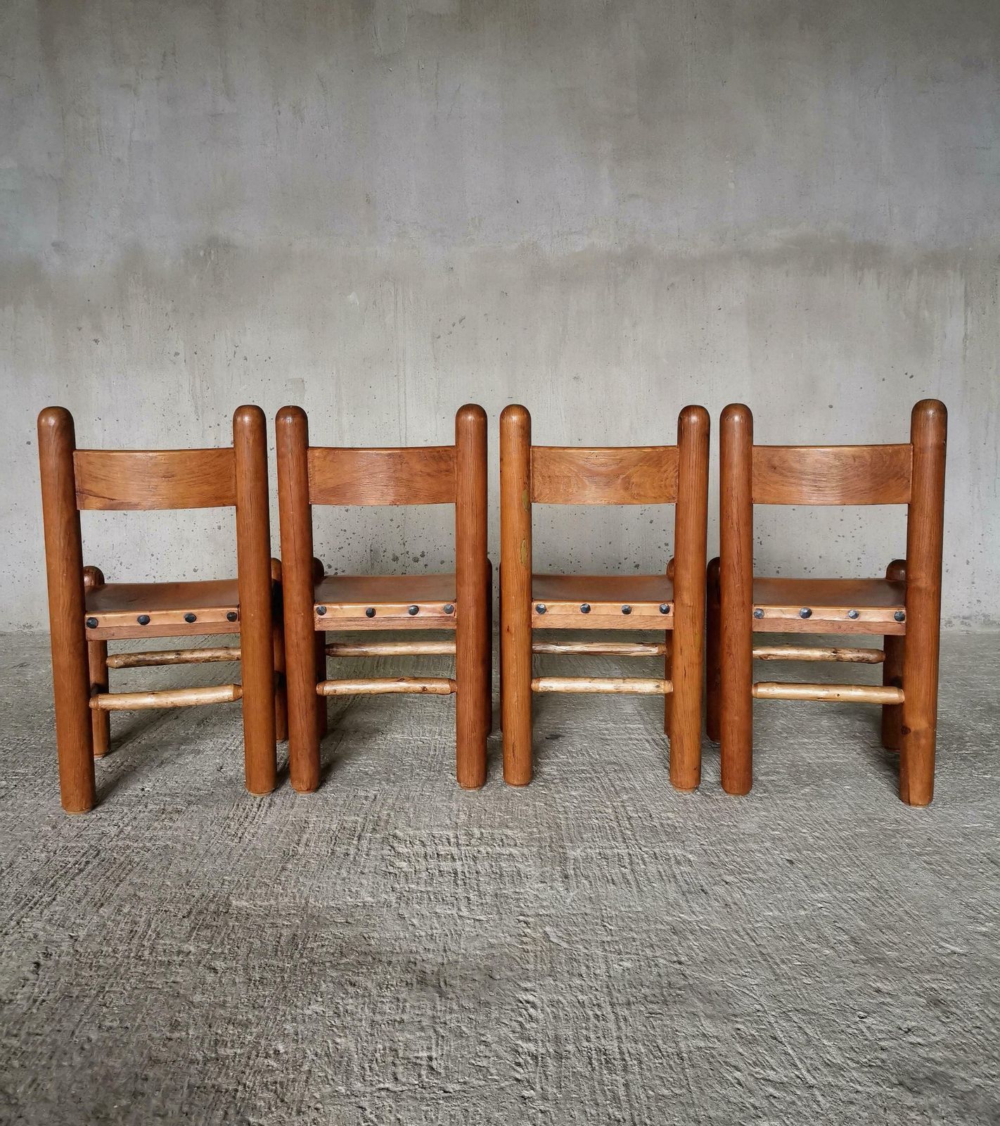 Set Of 4 Brutalist And Sculptural Dining Chairs In The Style Of Charles Dudouyt photo Furniture