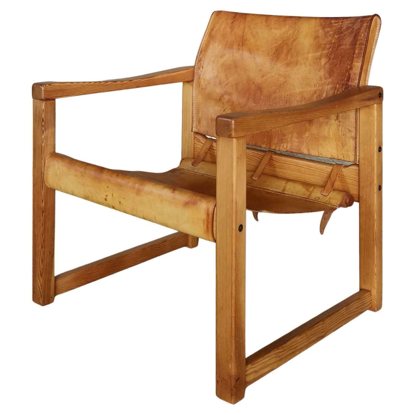 Diana Lounge Chair By Karin Mobring For Ikea Sweden 1970s, Thick Cognac Leather.