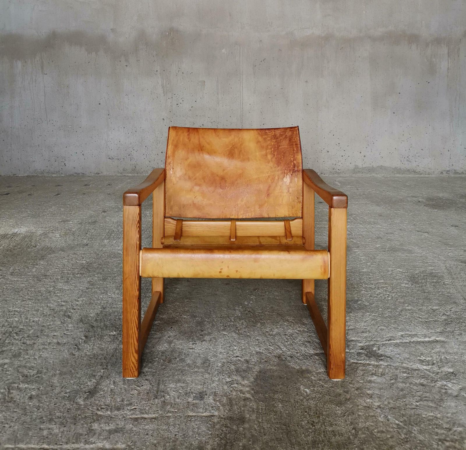 Diana Lounge Chair By Karin Mobring For Ikea Sweden 1970s, Thick Cognac Leather. photo furniture