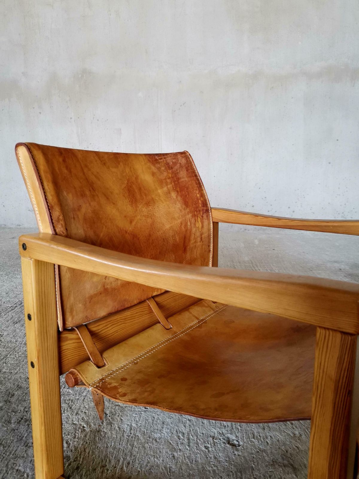 photo furniture Diana Lounge Chair By Karin Mobring For Ikea Sweden 1970s, Thick Cognac Leather.