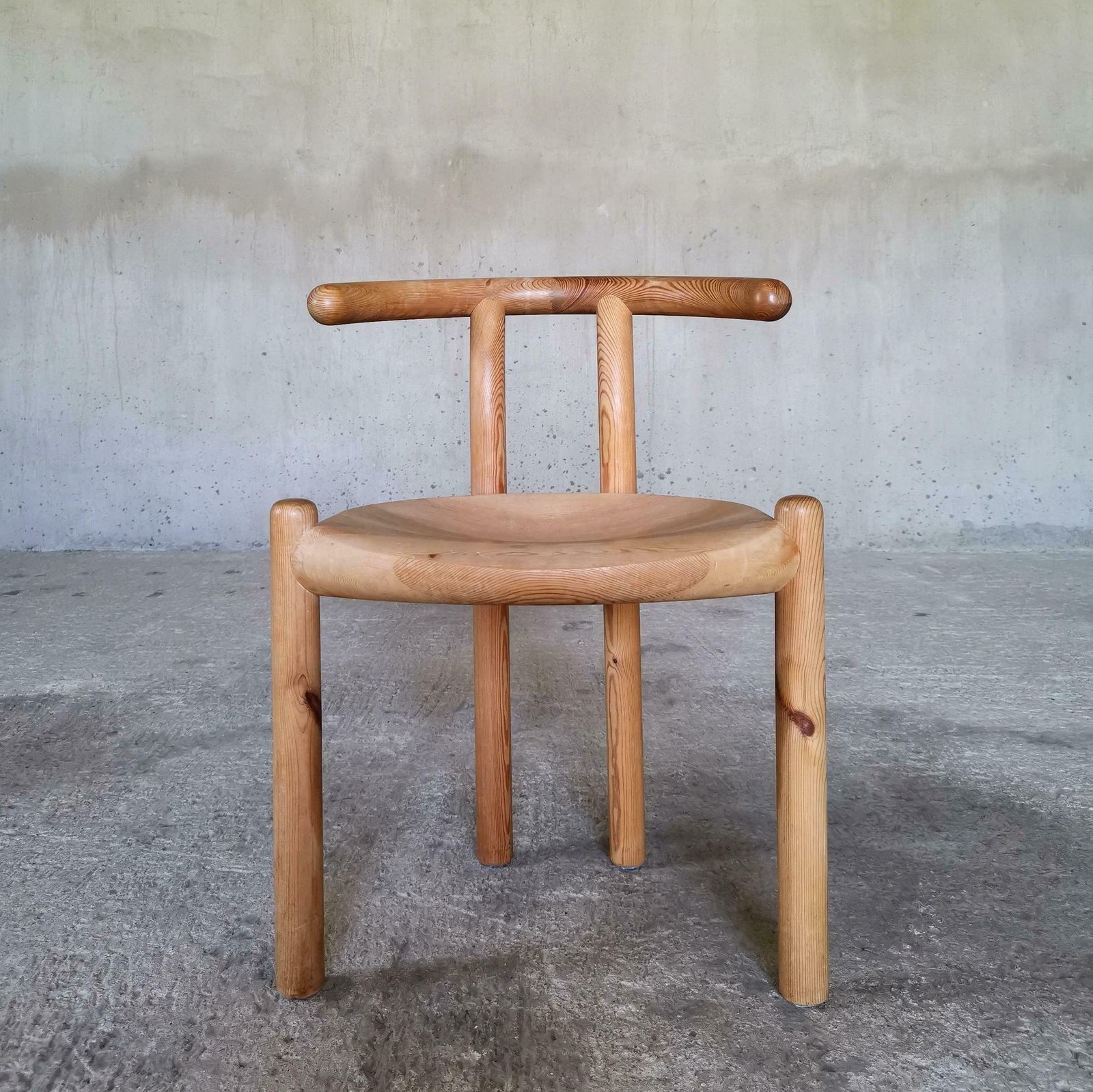 Sculptural Solid Pine Dining Chair Attributed To Rainer Daumiller Denmark 1970s photo furniture