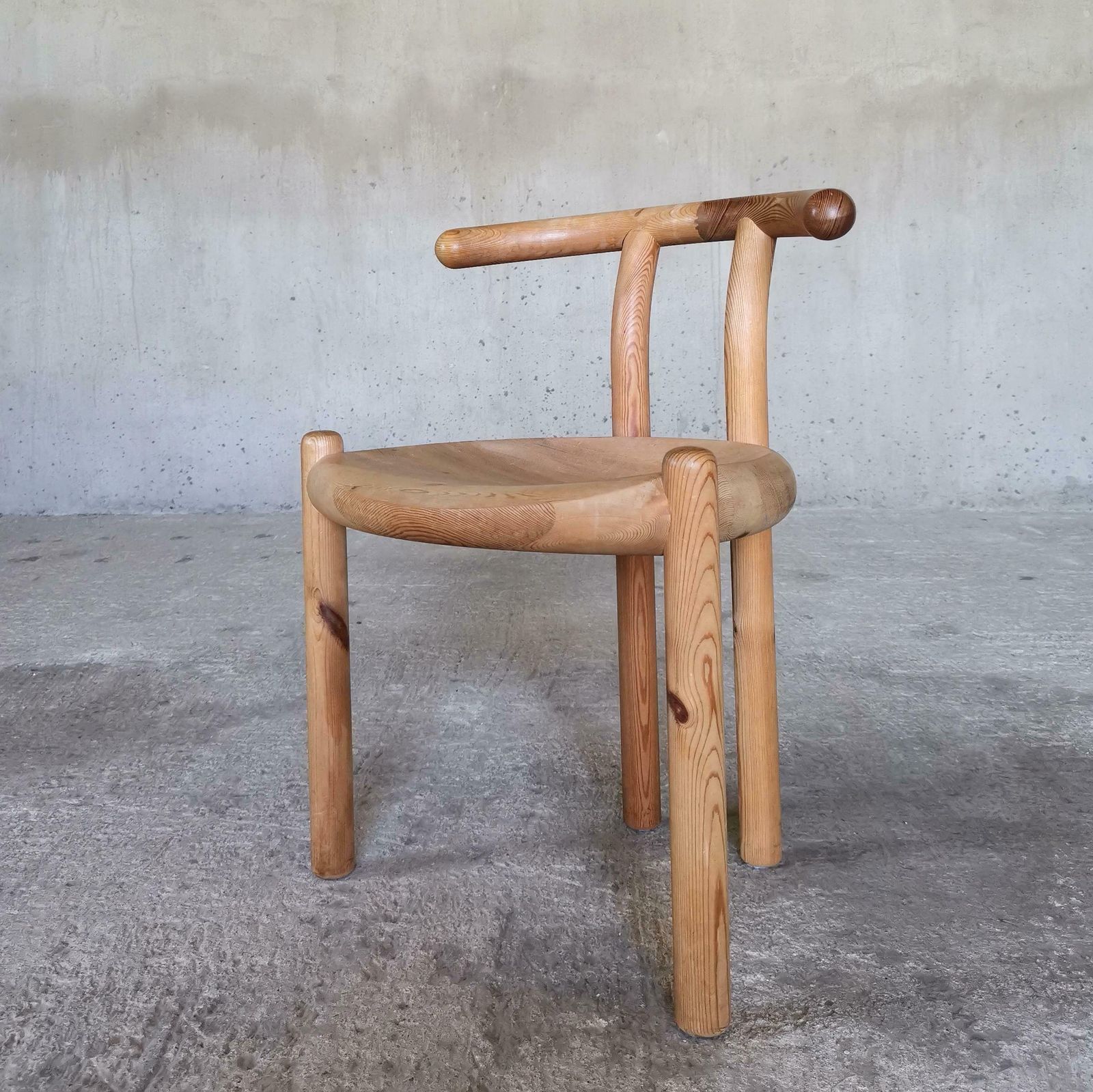 790.0 Sculptural Solid Pine Dining Chair Attributed To Rainer Daumiller Denmark 1970s photo
