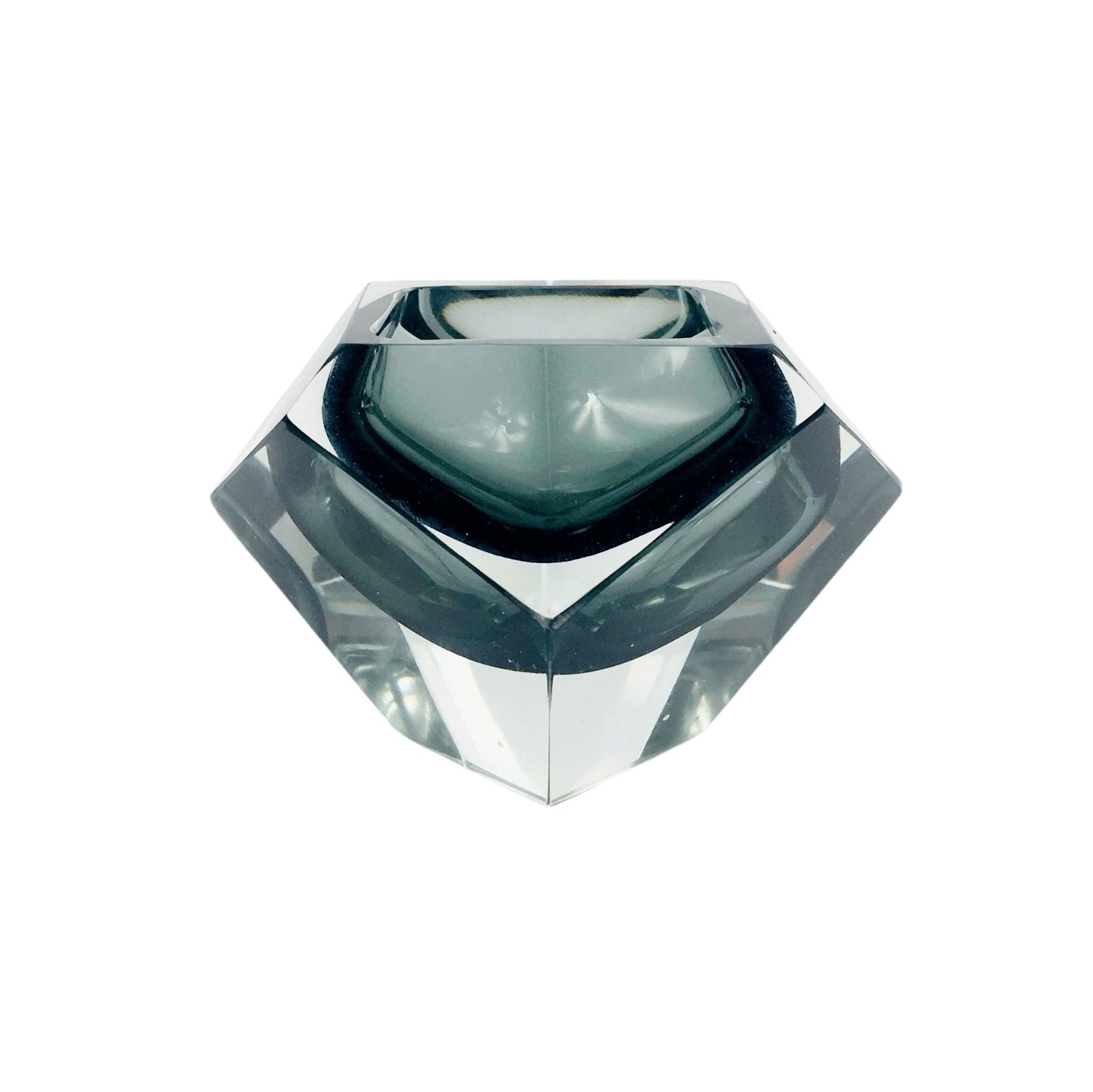 Diamond Shaped Murano Faceted Glass Sommerso Ashtray/Vide Poche By Flavio Poli For Seguso, Italy, 1960s/1970s