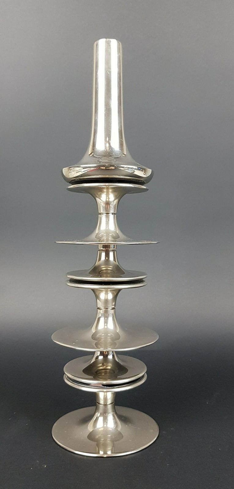 Set Of 3 Stackable Pedestal Candle Holders, Original 1950 60s, Designed By Caesar Stoffi For Fritz Nagel Bayerische Metall Fabrik Bmf. photo buy