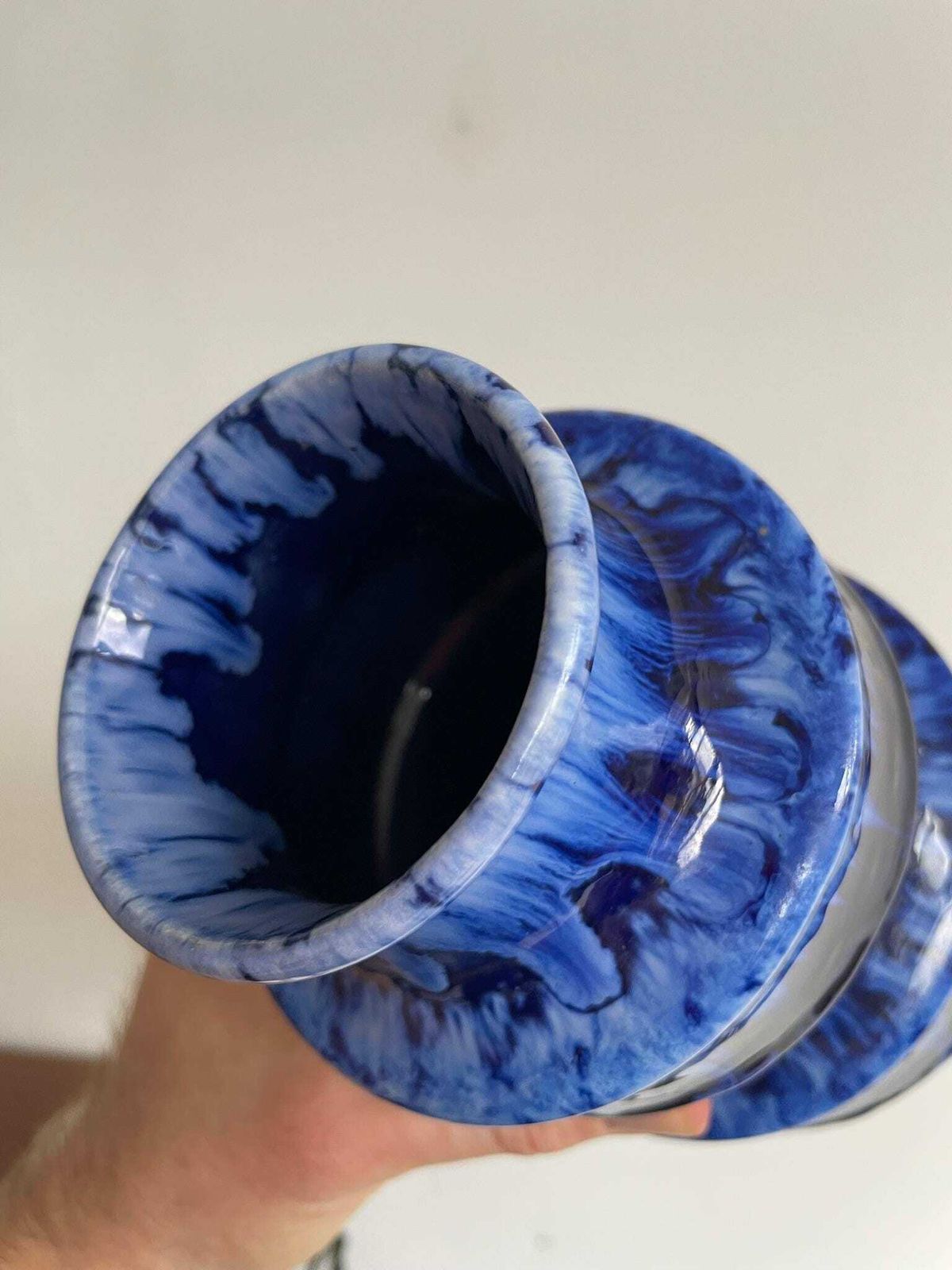 photo for sale West German Scheurich Pagoda 267 20 Ink Blue Ceramic Vase 60s 70s
