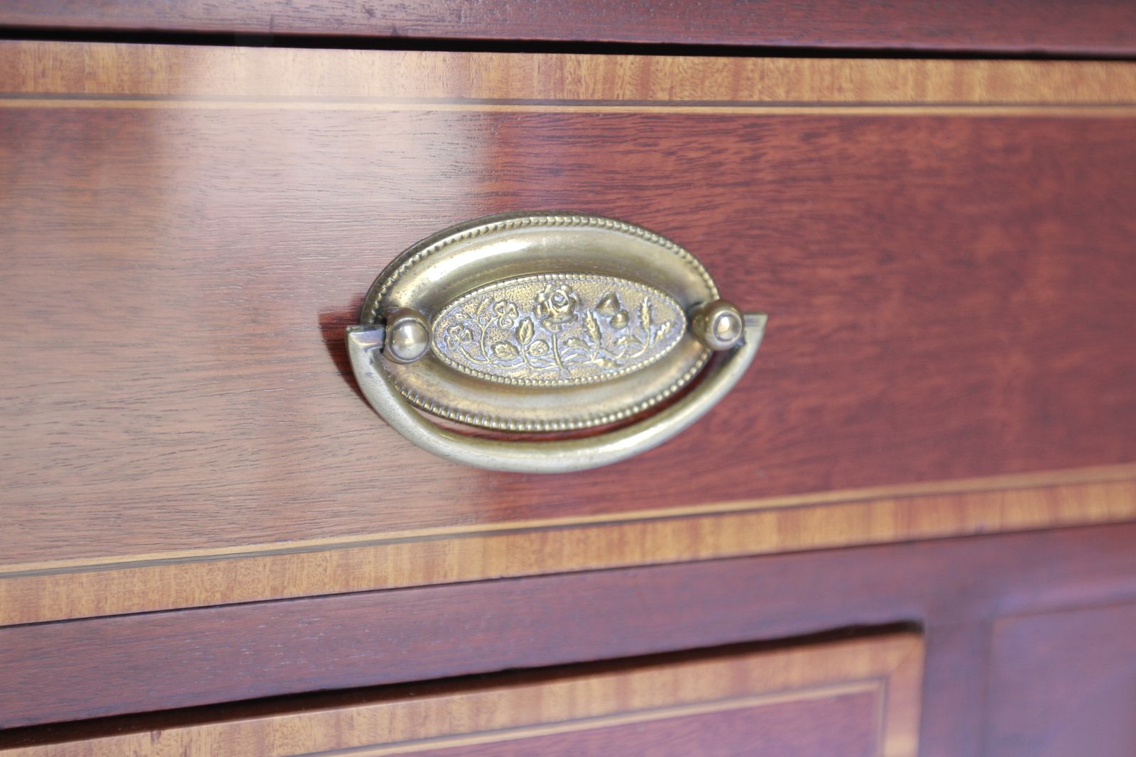 George 111 Period Mahogany & Inlaid Kneehole Desk photo furniture