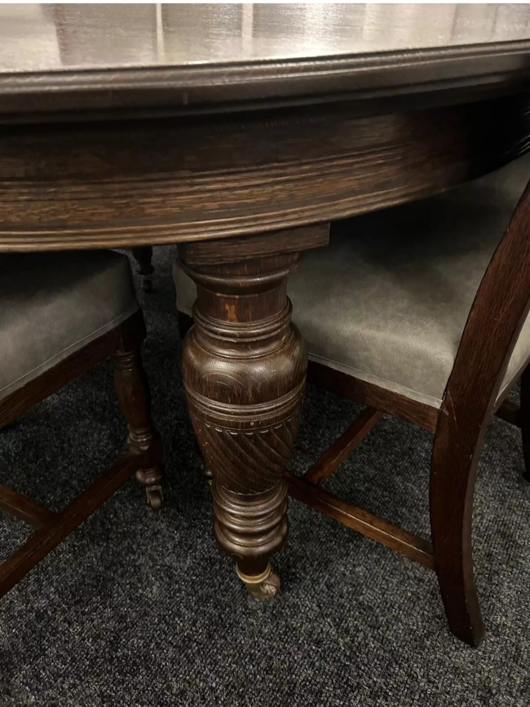 Antique Oak Dining Room/Boardroom Table & 12 Matching Chairs photo Furniture