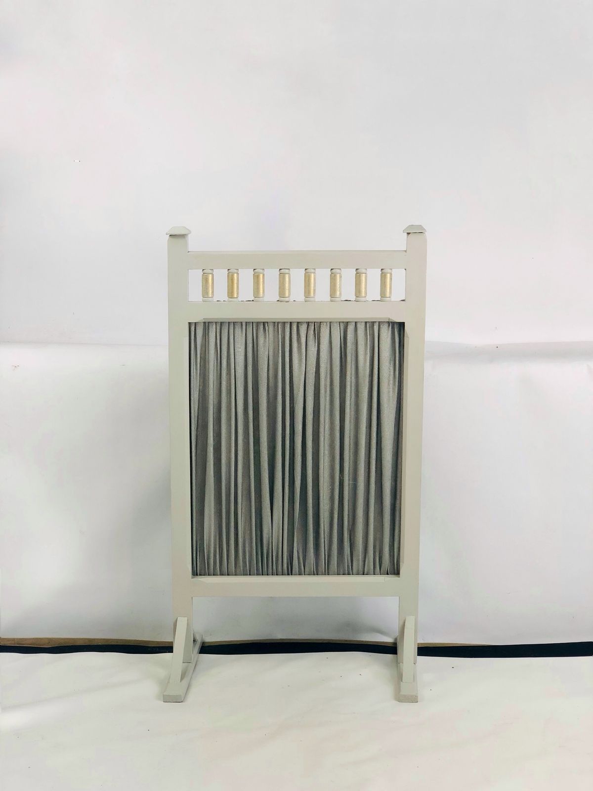 photo for sale Upcycled Fireguard In Grey With Silver And Gold Fabric