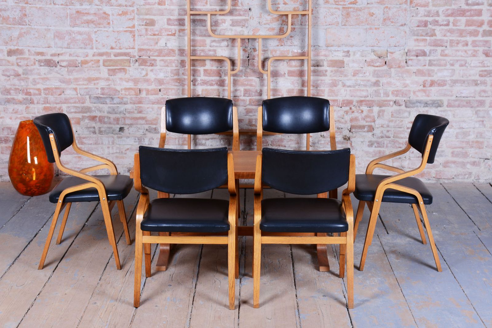 Set Of Eight Restored Mid Century Chairs, By Ludvik Volak, Maple, Czech, 1960s photo for sale