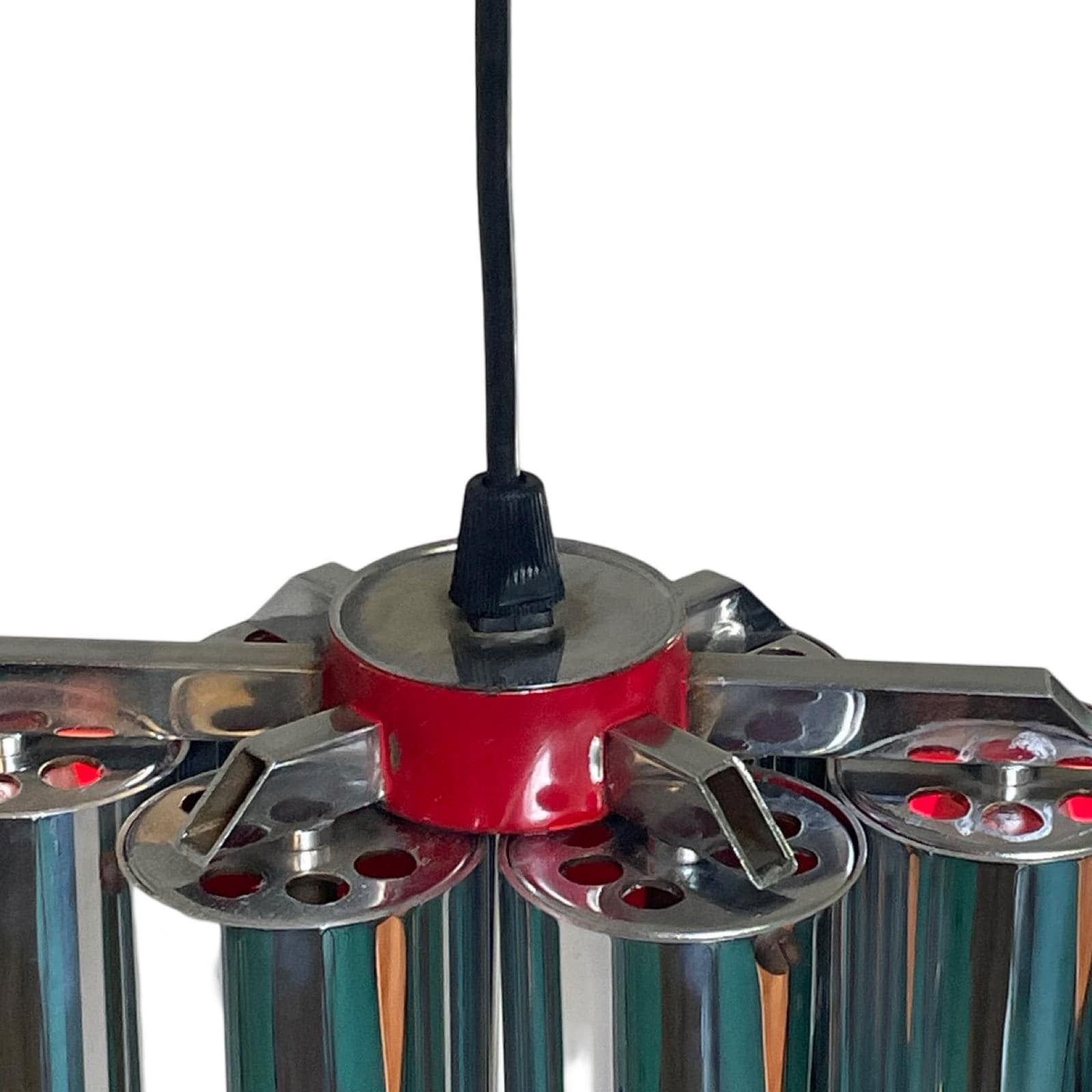 Space Age Design / Pop Art   Chromed And Red Inside   Hanging Pendant   Polished Tubes photo buy