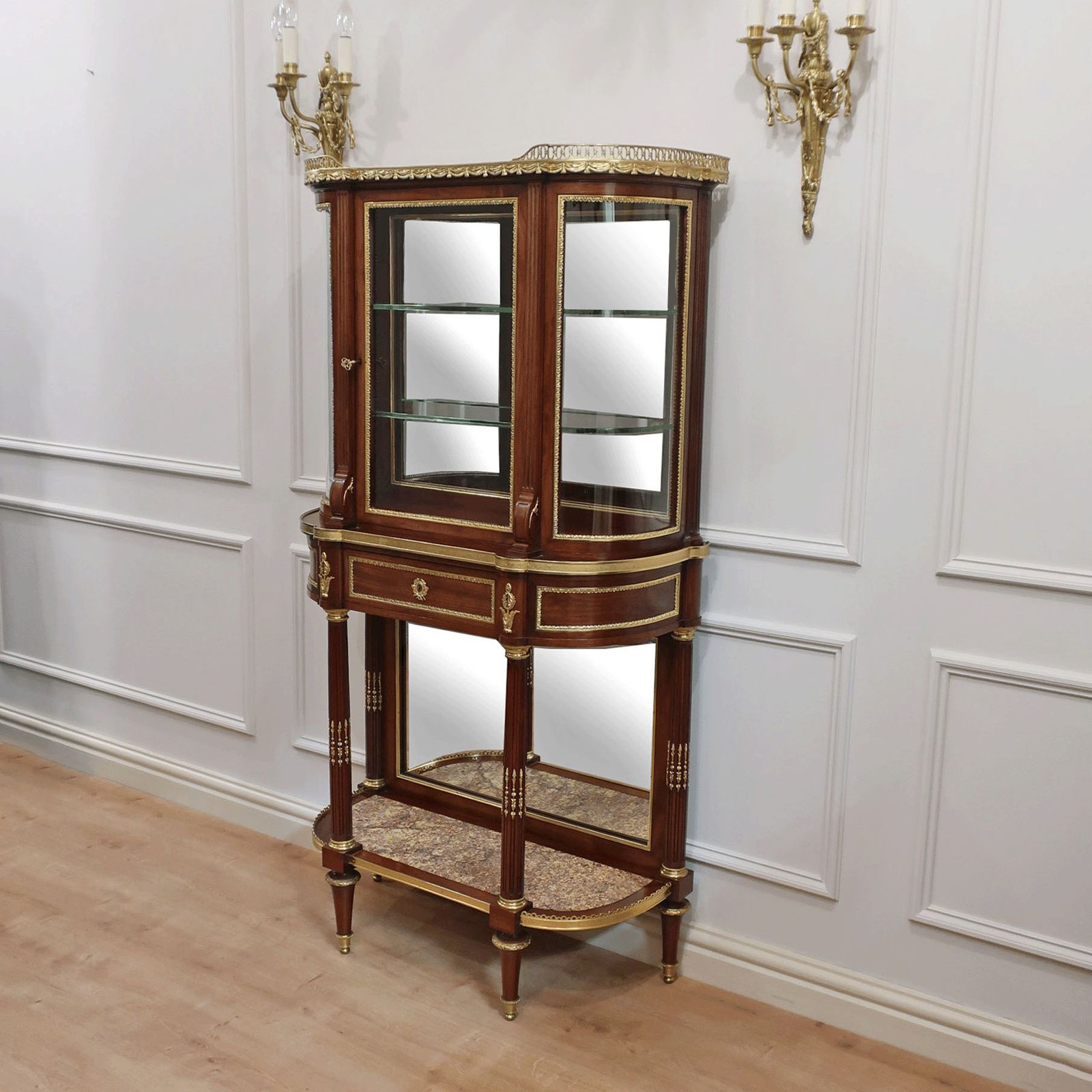 French Louis XVI Style Mahogany Display Cabinet Attributed To Paul Sormani photo furniture