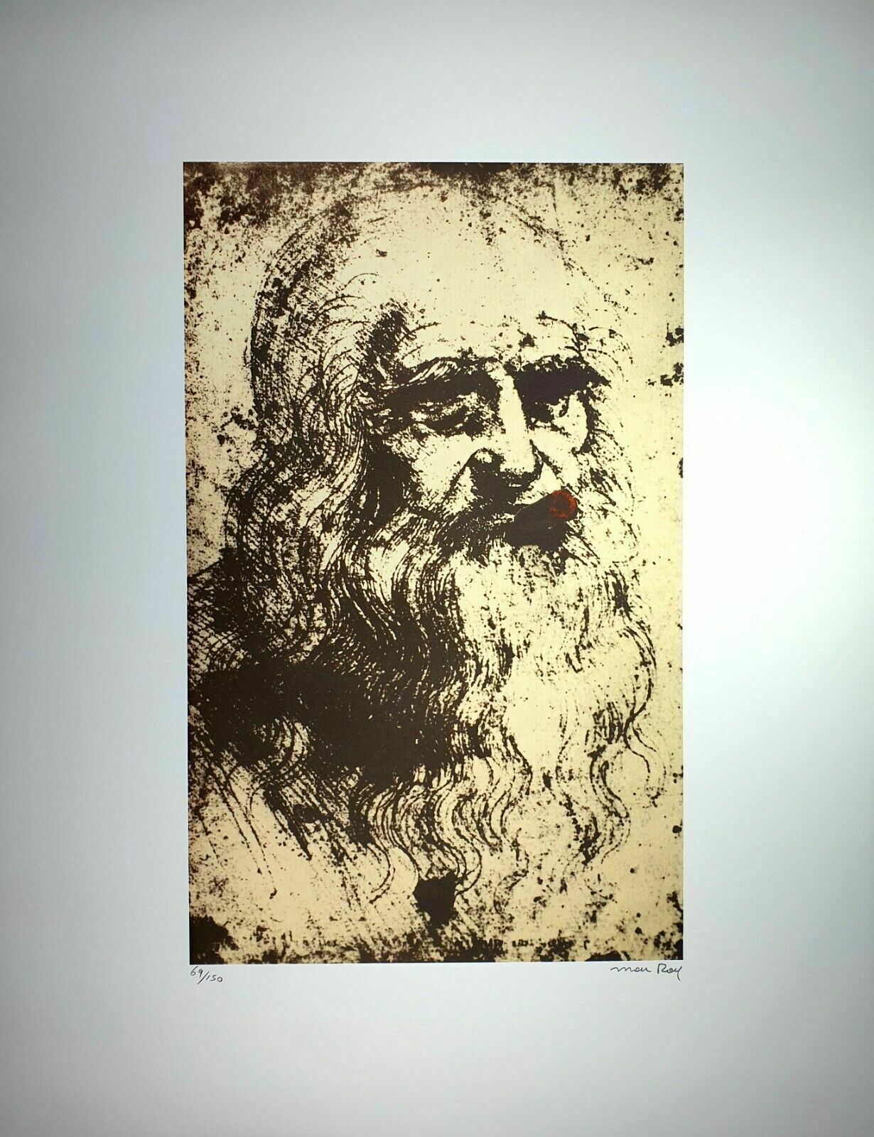 Man Ray, The Father Of Mona Lisa, Hand Signed Lithograph photo Art