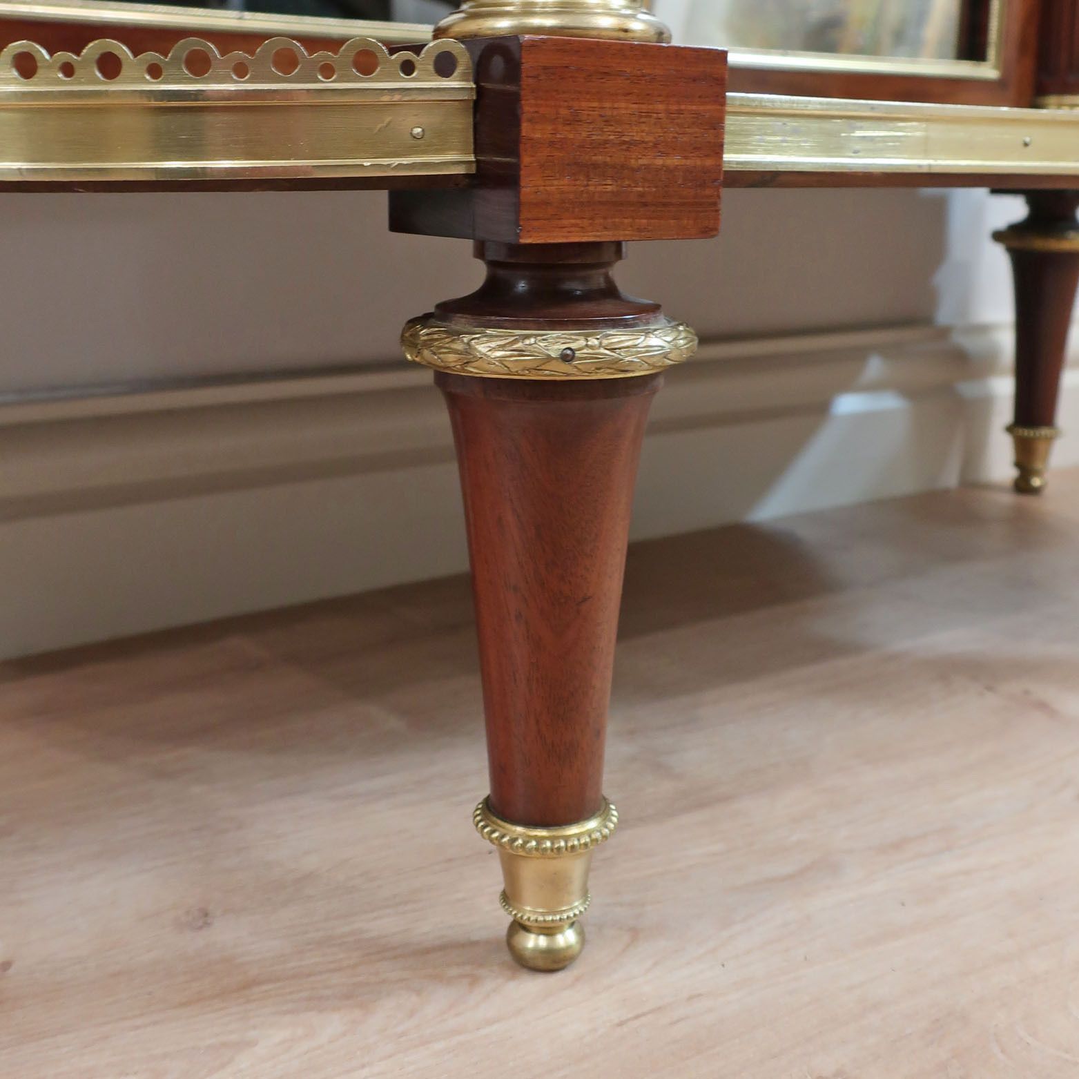 photo vintage French Louis XVI Style Mahogany Display Cabinet Attributed To Paul Sormani