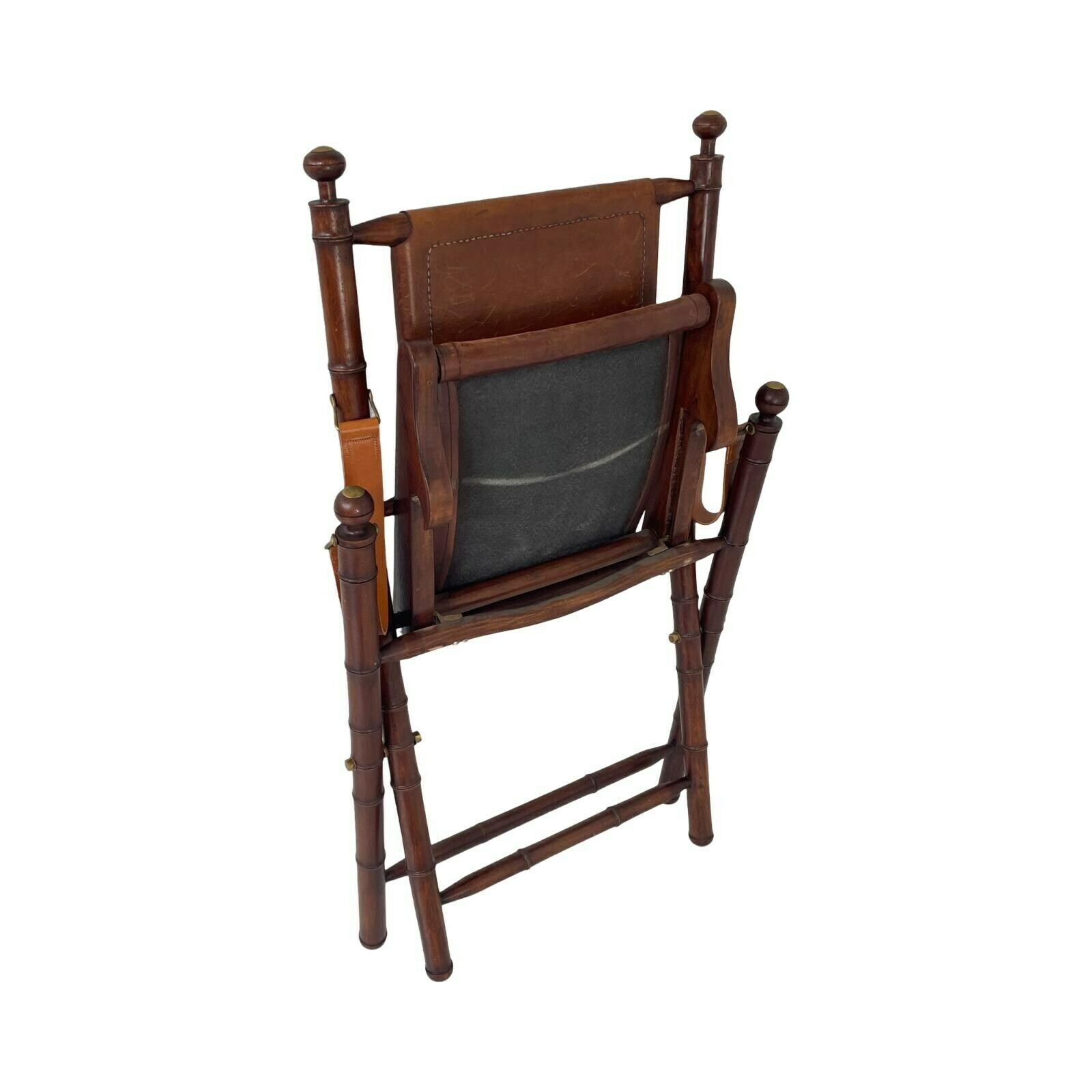 Officer's Chair   Wood And Leather Upholstery   Military Campaign Style photo vinterior