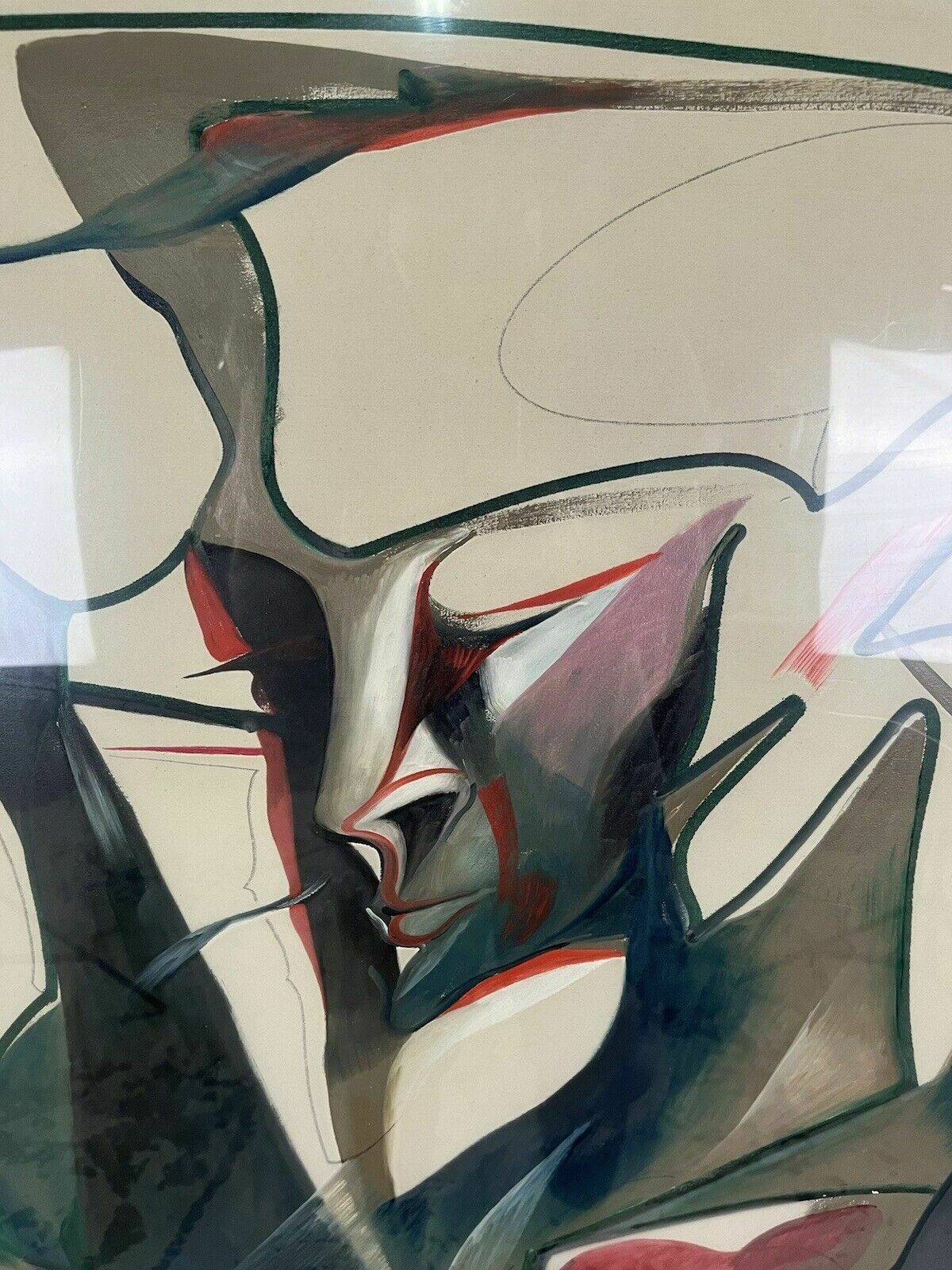 Abstract Painting Mixed Media Canvas Domenico Pellicano 80's Vintage Design photo 400.0