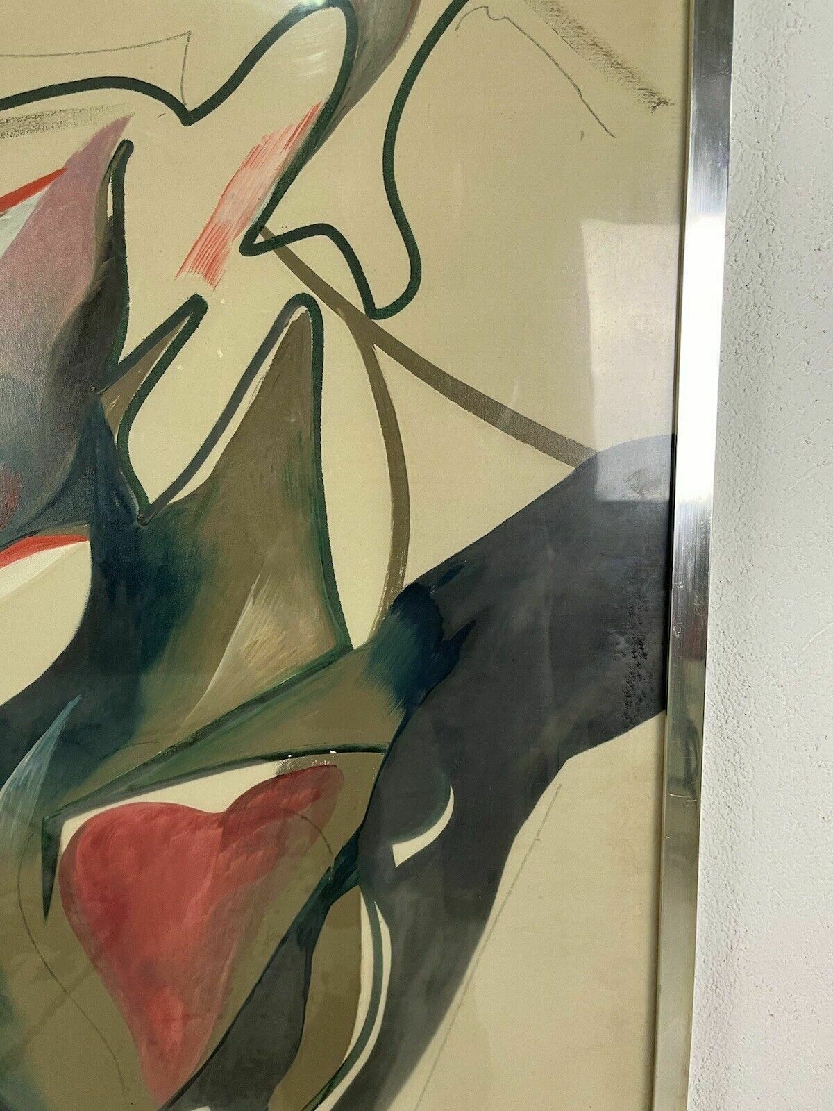 Abstract Painting Mixed Media Canvas Domenico Pellicano 80's Vintage Design photo vinterior
