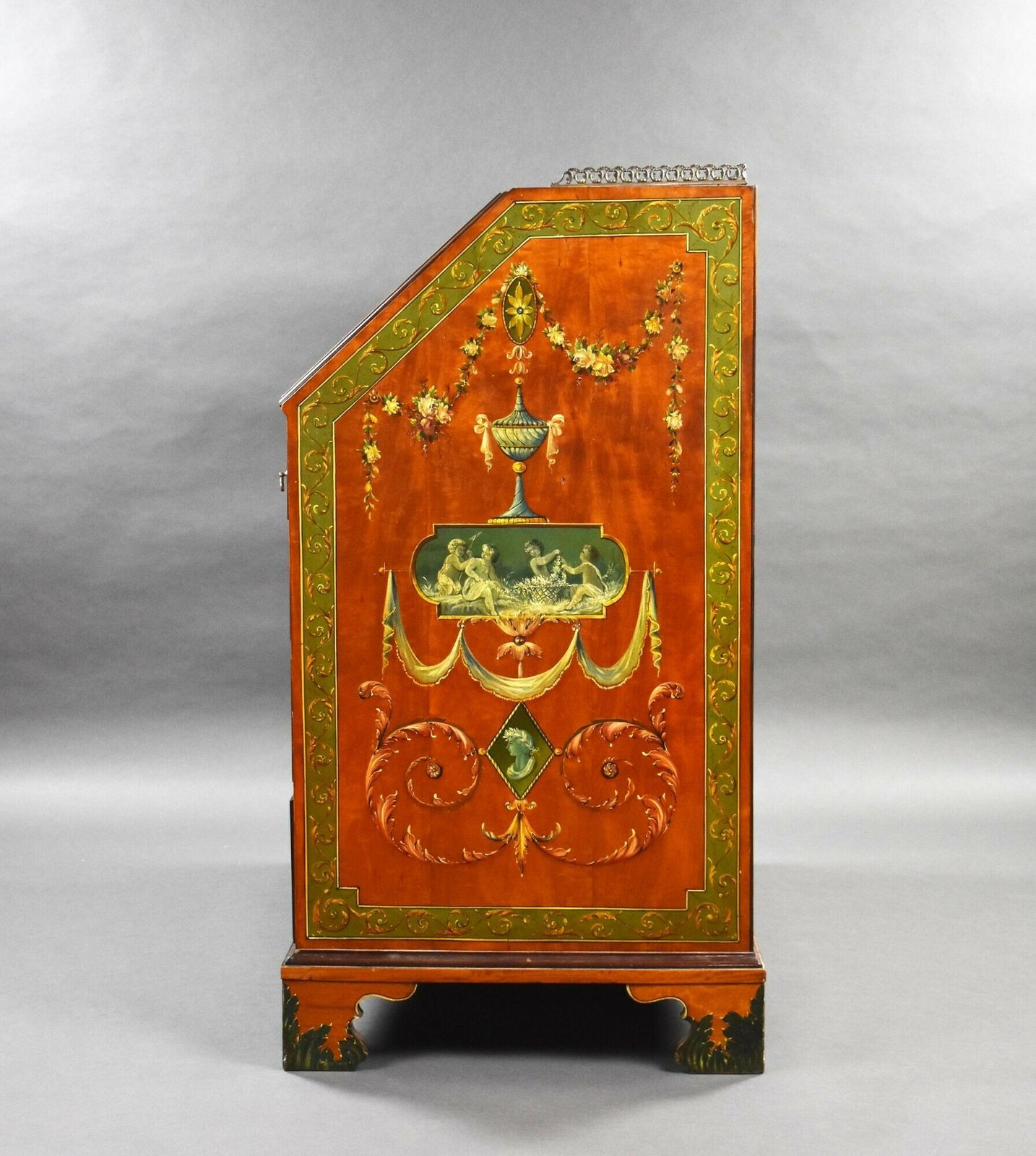 Edwardian Hand Painted Satinwood Bureau photo Furniture